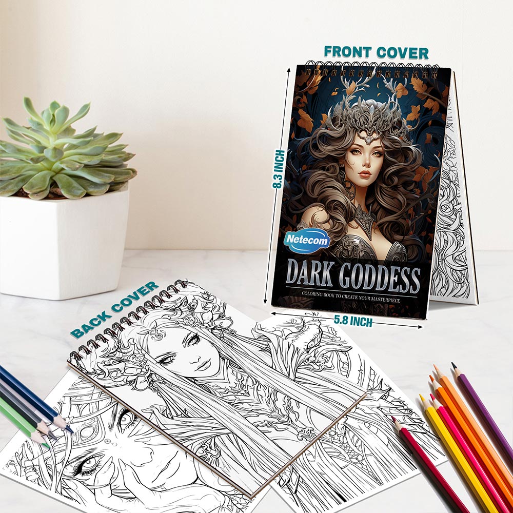 Netecom Dark Goddess Spiral Bound Coloring Book For Adults