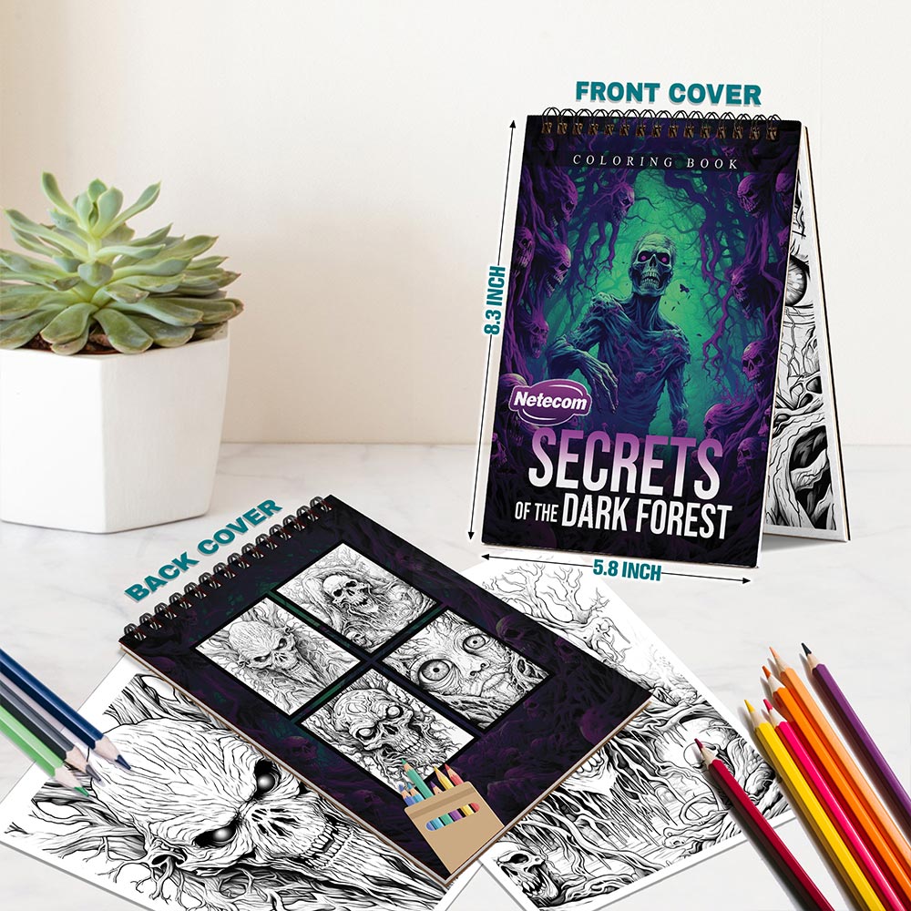 Netecom Secrets of the Dark Forest Spiral Bound Coloring Book For Adults