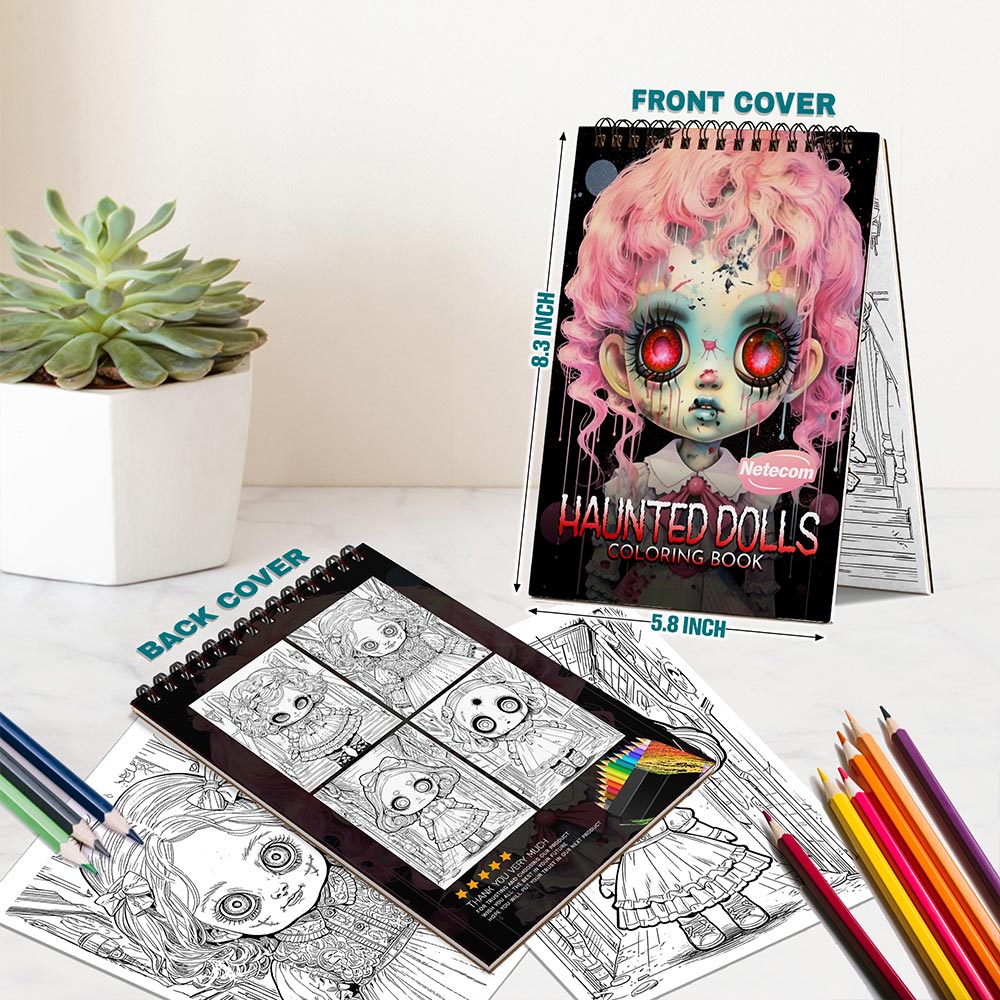 Netecom Haunted Dolls Spiral Bound Coloring Book For Adults