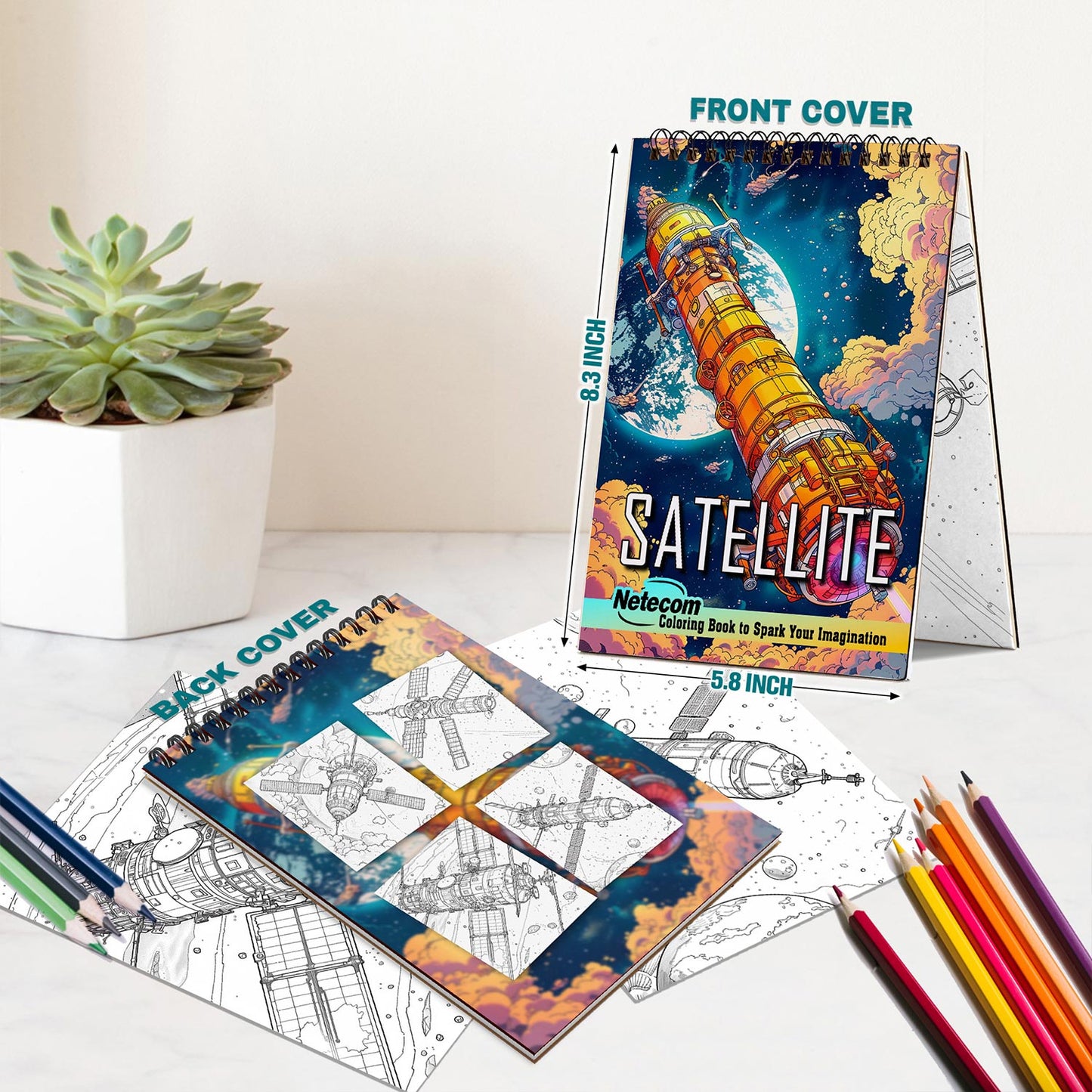 Netecom Satellite Spiral Bound Coloring Book For Adults