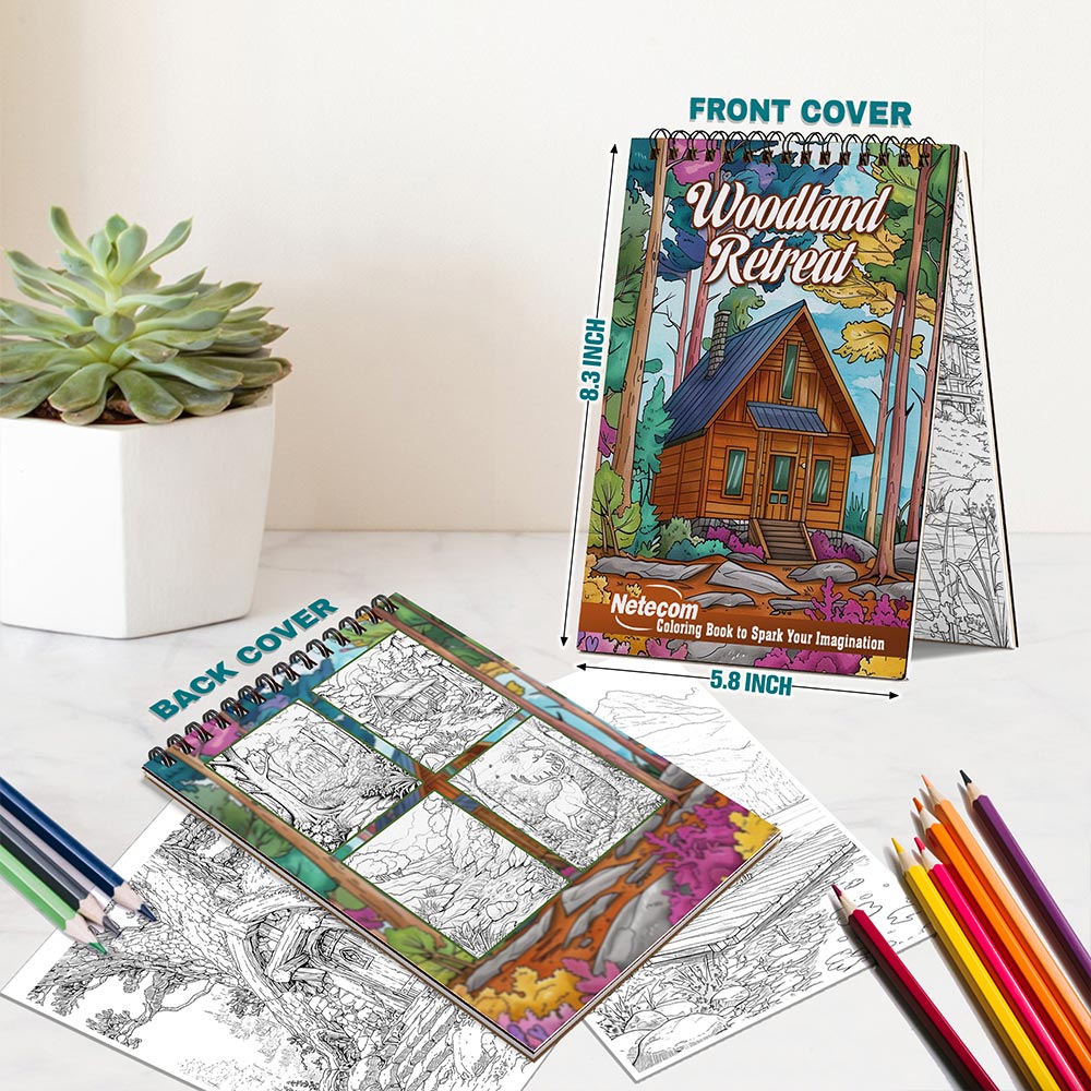 Netecom Woodland Retreat Spiral Bound Coloring Book For Adults
