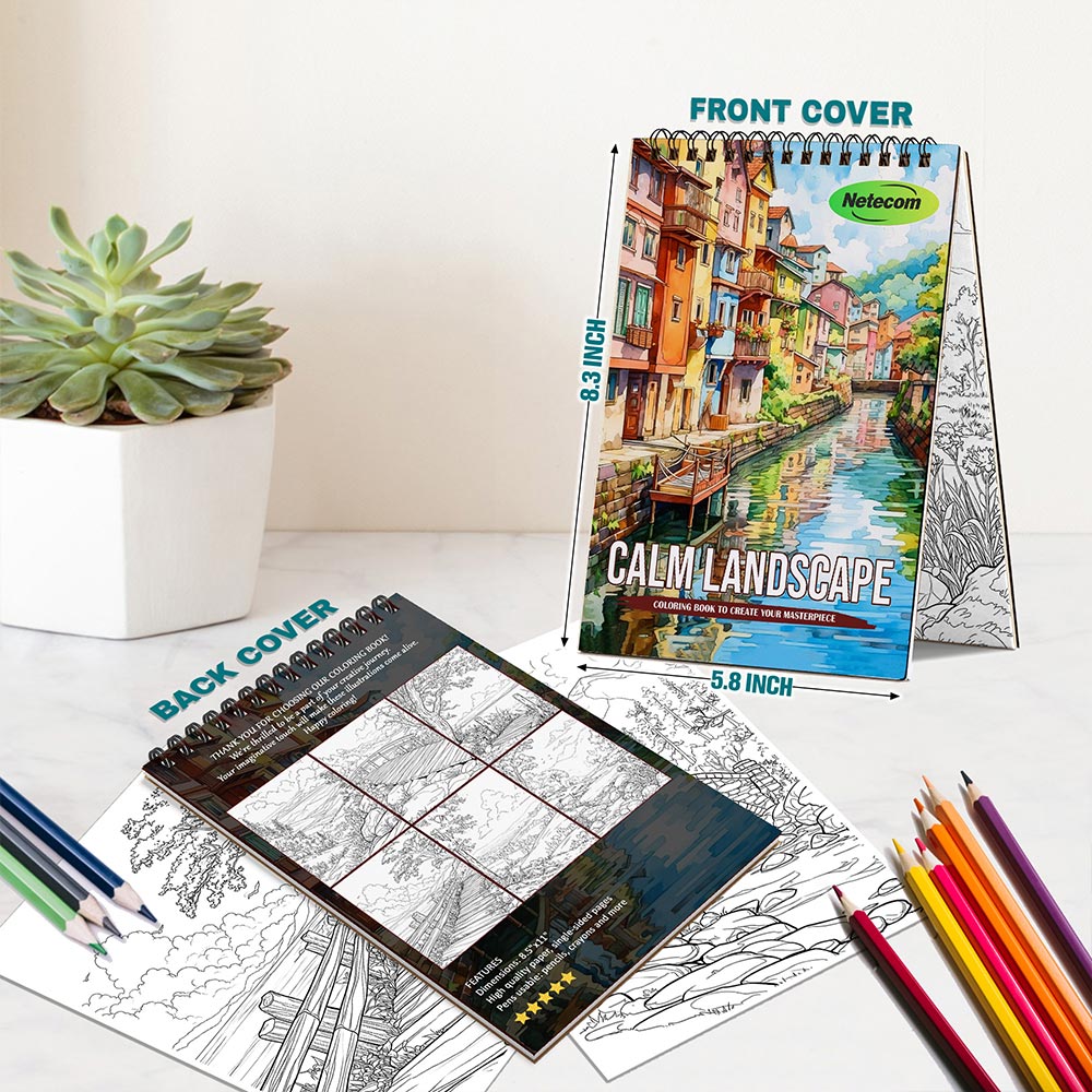 Calm Landscape Spiral Bound Coloring Book For Adults