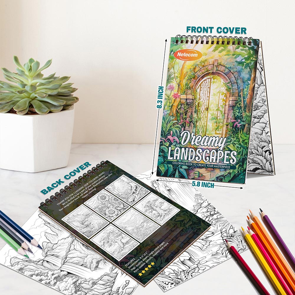 Dreamy Landscapes Spiral Bound Coloring Book For Adults