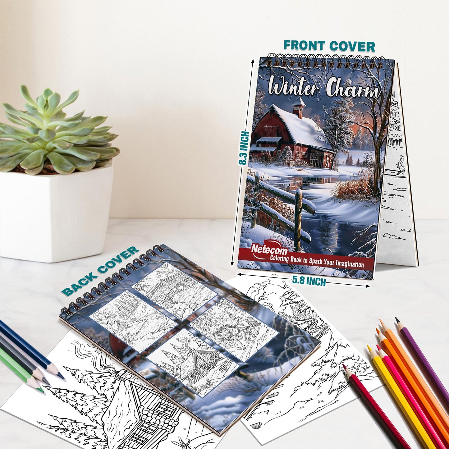 Netecom Winter Charm Spiral Bound Coloring Book For Adults