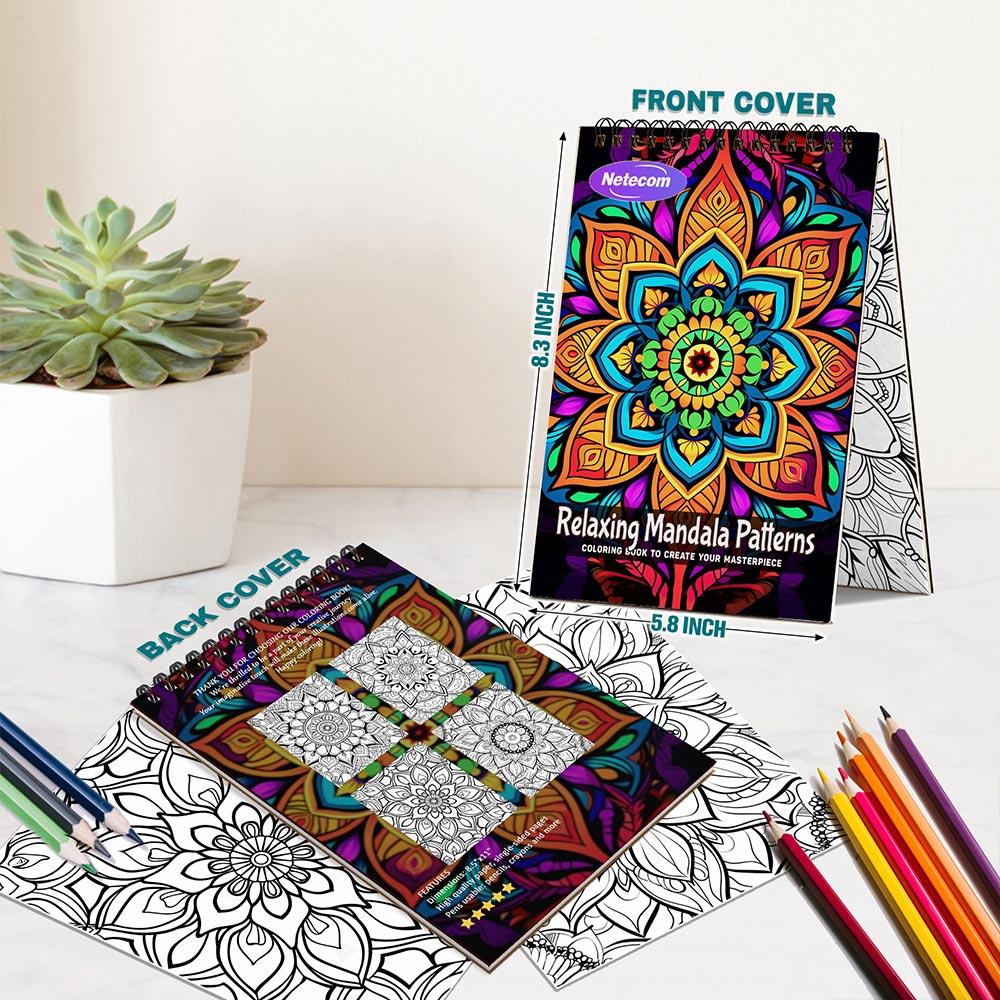 Relaxing Mandala Patterns Spiral Bound Coloring Book For Adults