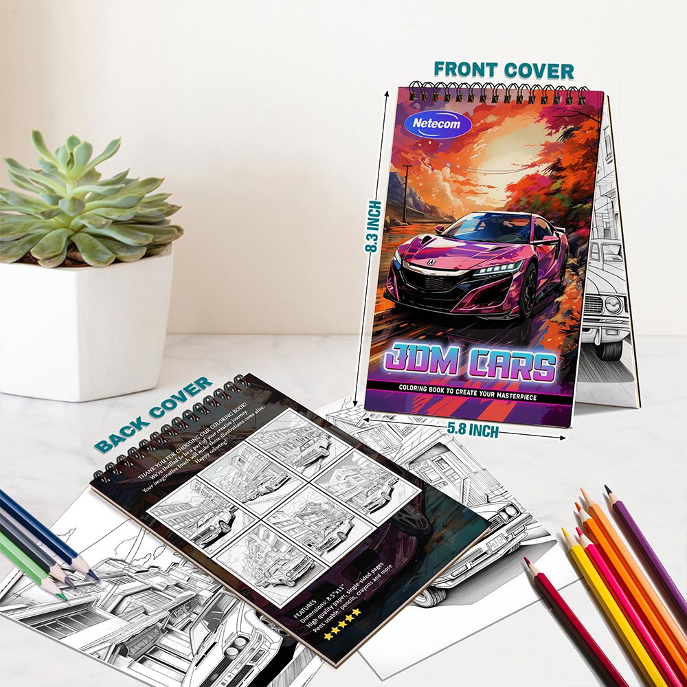 JDM Cars Spiral Bound Coloring Book For Adults
