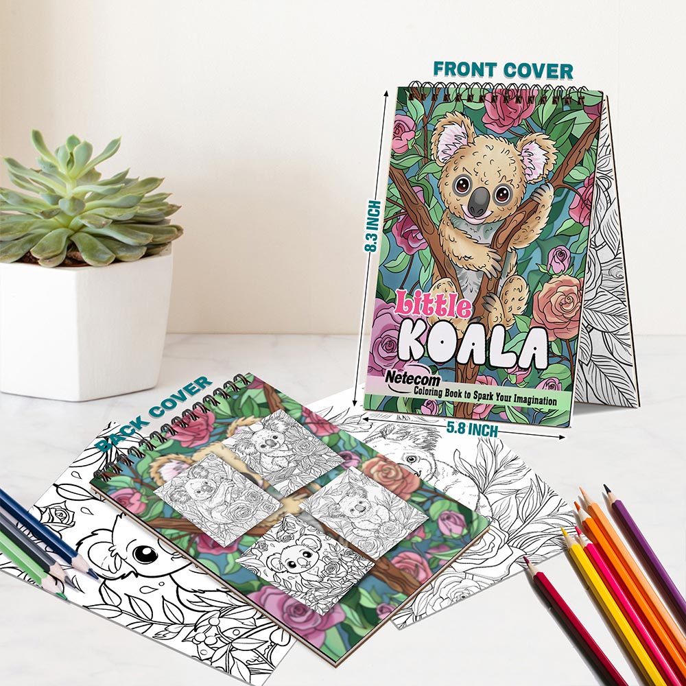 Netecom Little Koala Spiral Bound Coloring Book For Adults