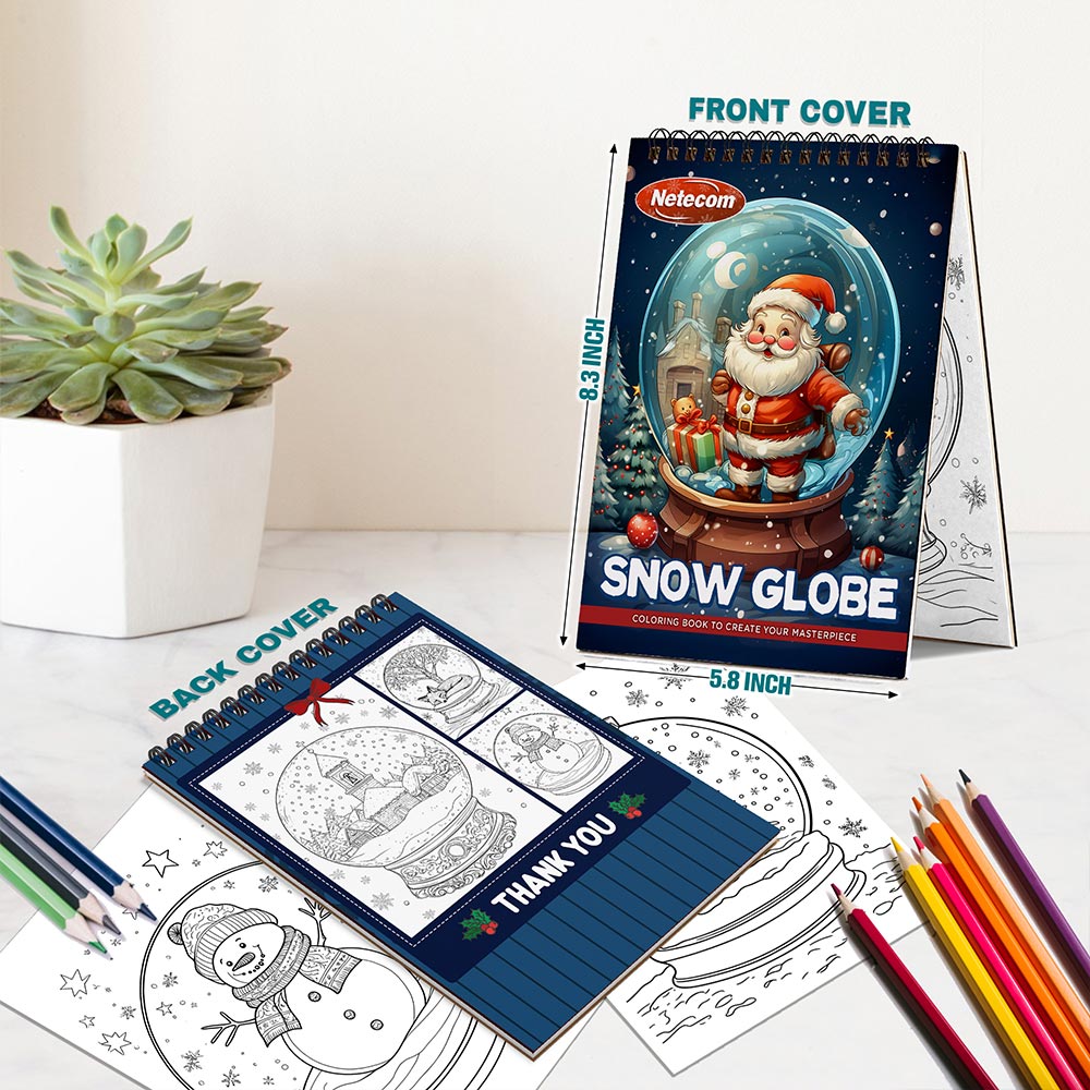 Netecom Snow Globe Spiral Bound Coloring Book For Adults