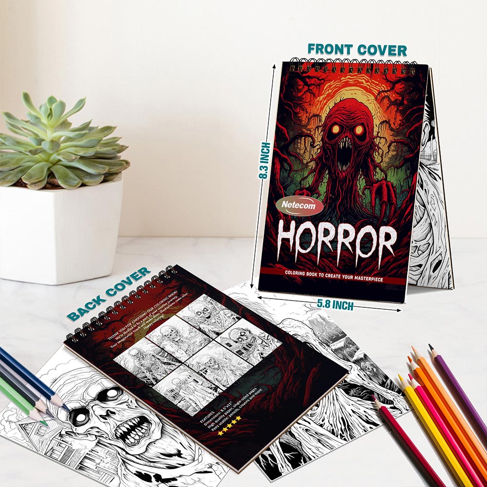 Netecom Horror Spiral Bound Coloring Book For Adults