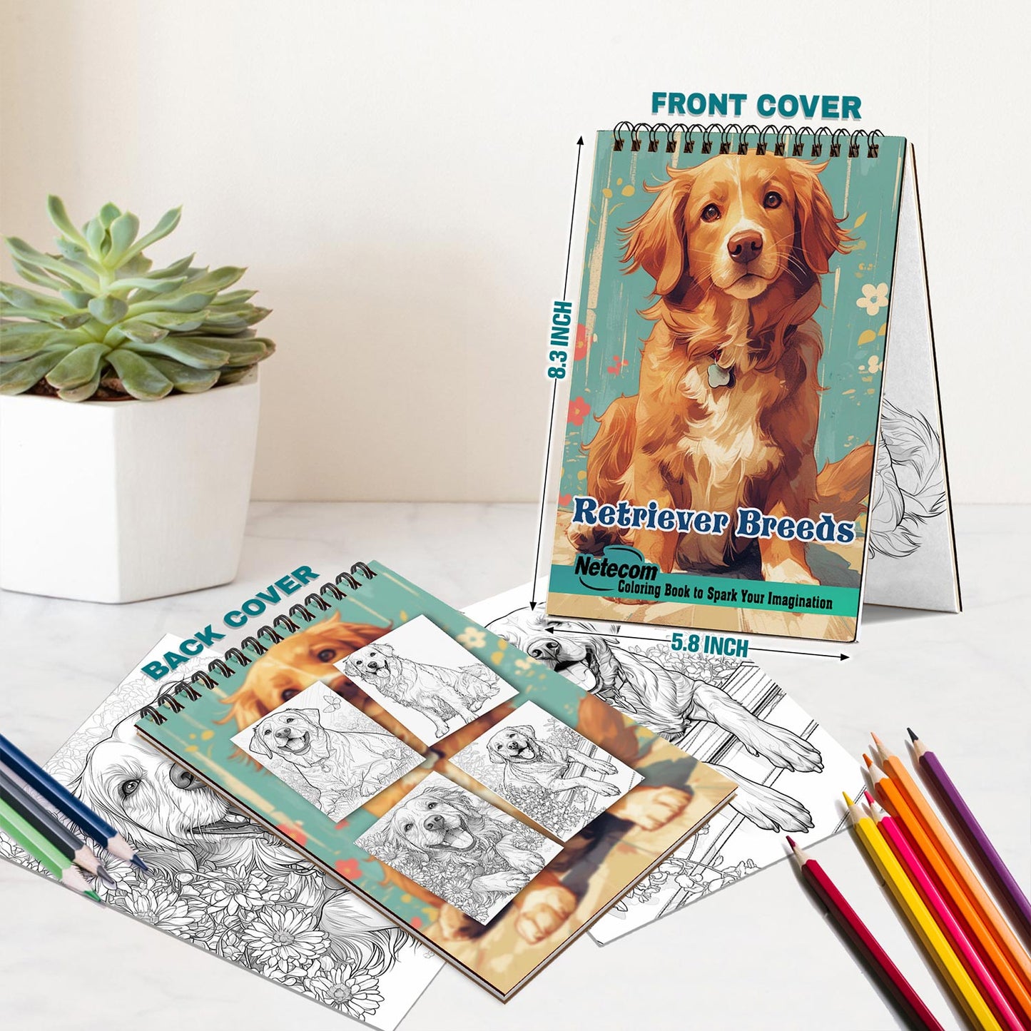 Netecom Retriever Breeds Spiral Bound Coloring Book For Adults