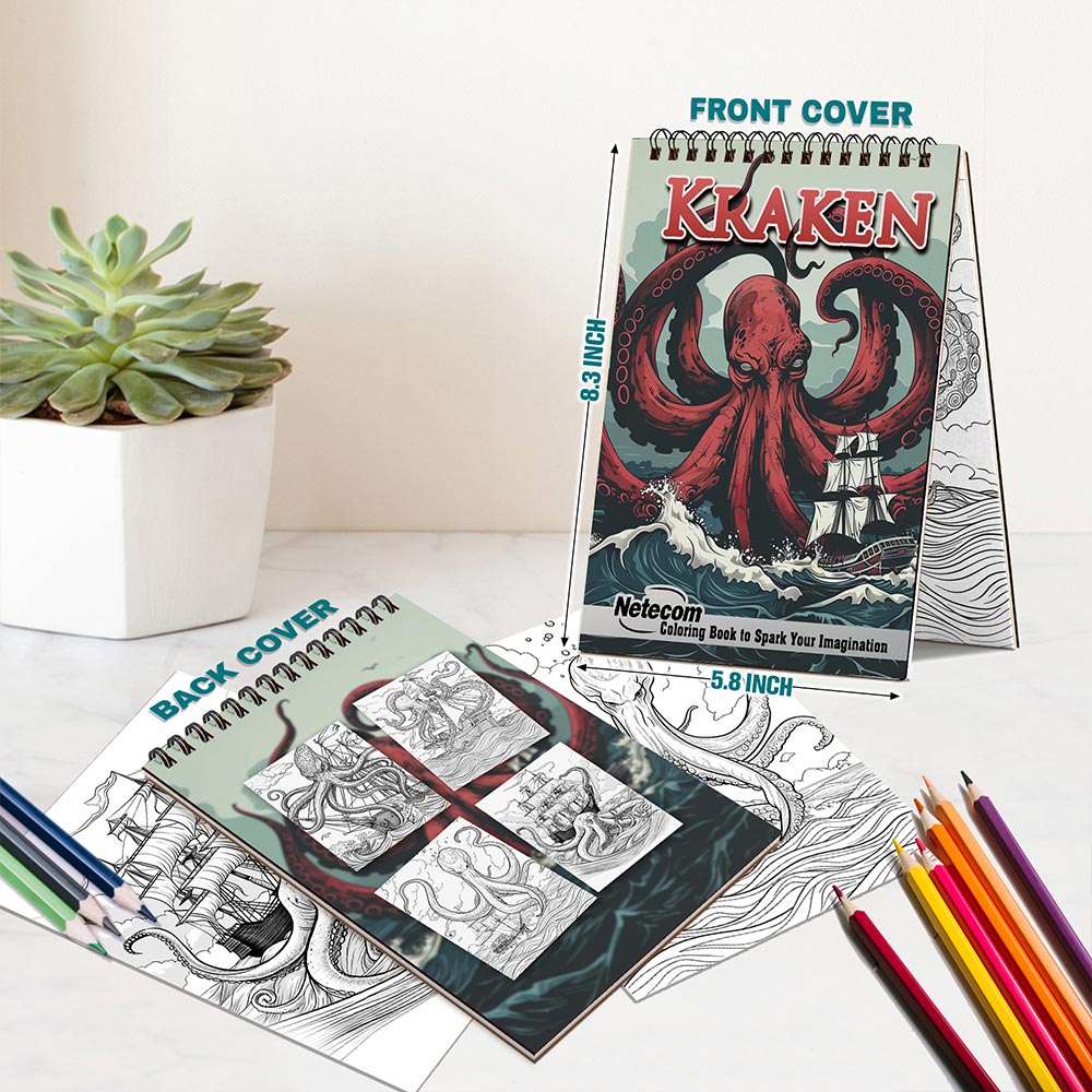 Netecom Kraken Spiral Bound Coloring Book For Adults