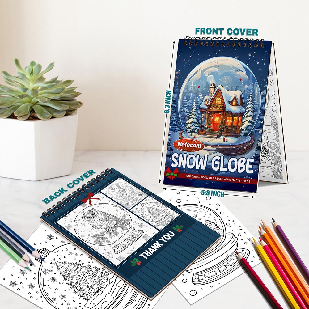 Netecom Snow Globe Spiral Bound Coloring Book For Adults