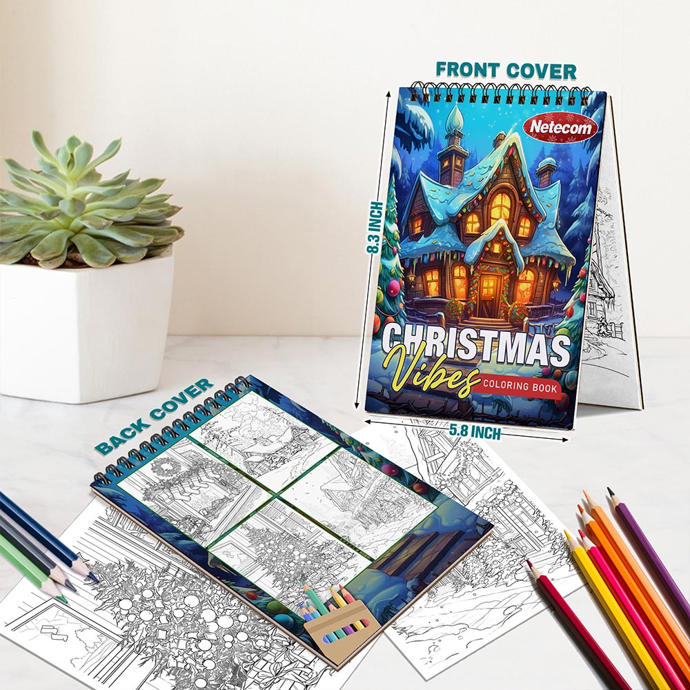 Netecom Christmas Vibes Spiral Bound Coloring Book For Adults