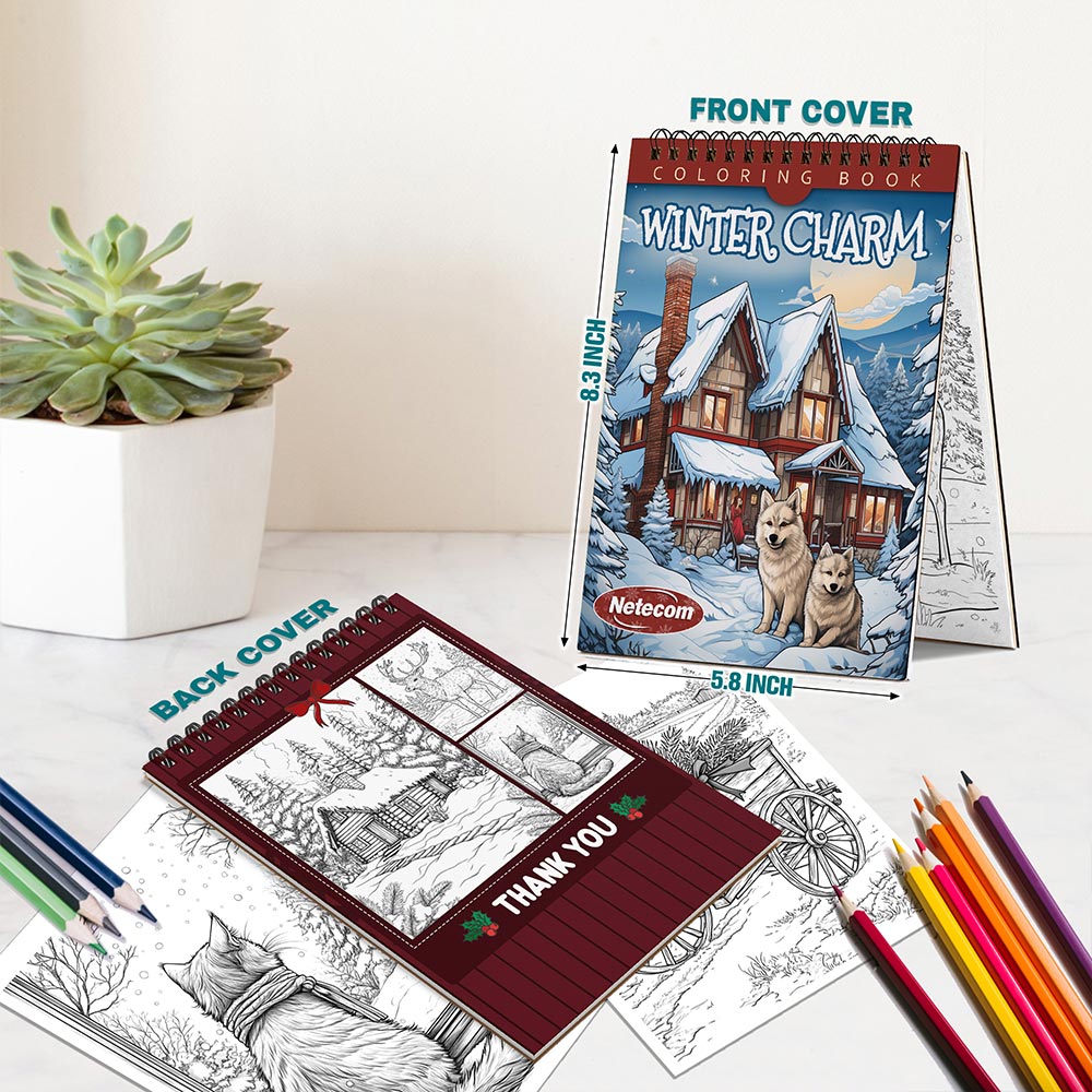 Netecom Winter Charm Spiral Bound Coloring Book For Adults