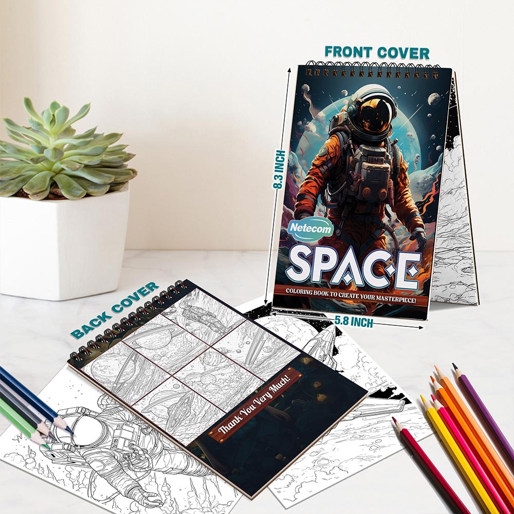 Netecom Space Spiral Bound Coloring Book For Adults