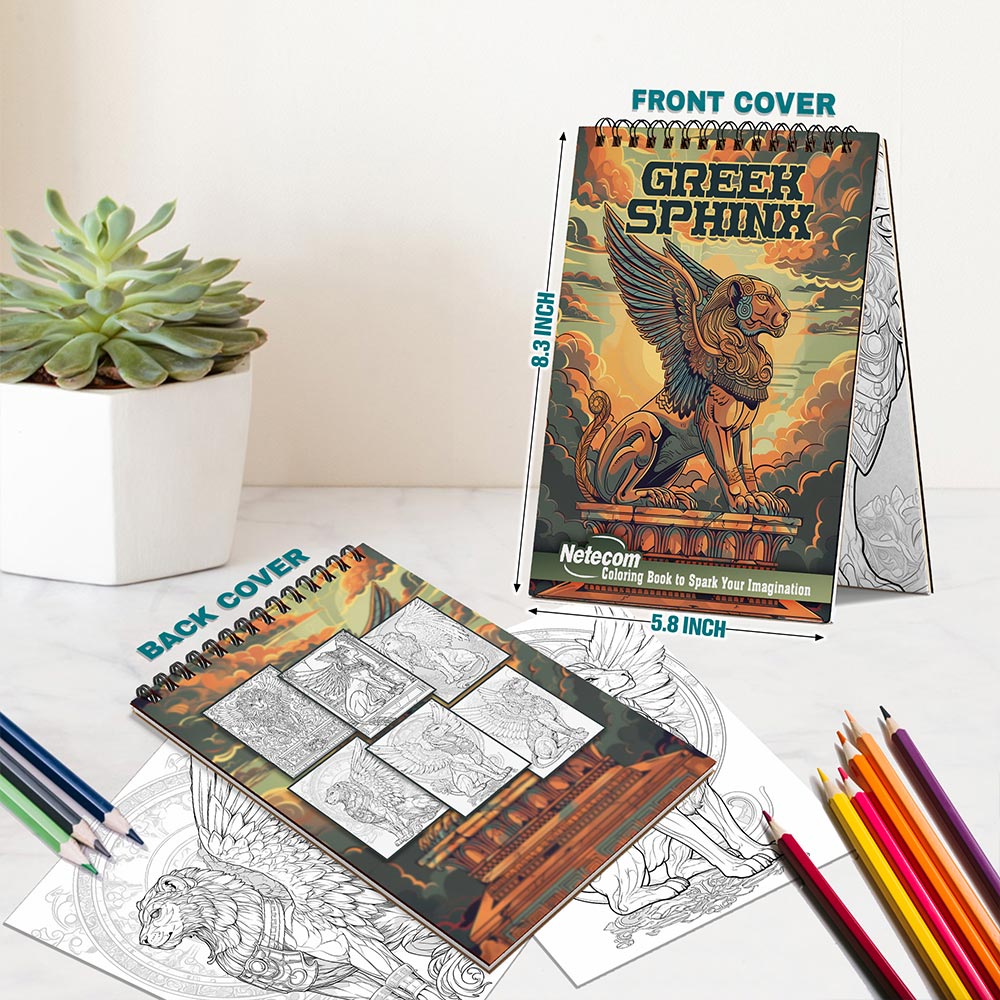 Netecom Greek Sphinx Spiral Bound Coloring Book For Adults