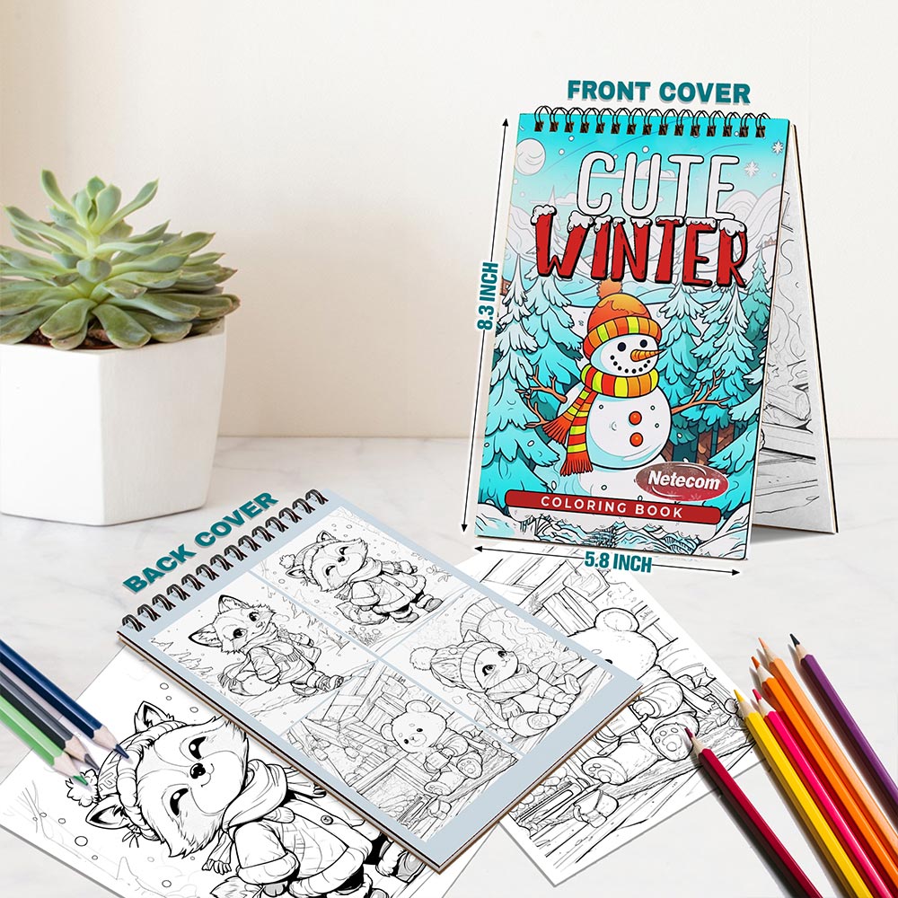 Netecom Cute Winter Spiral Bound Coloring Book For Adults