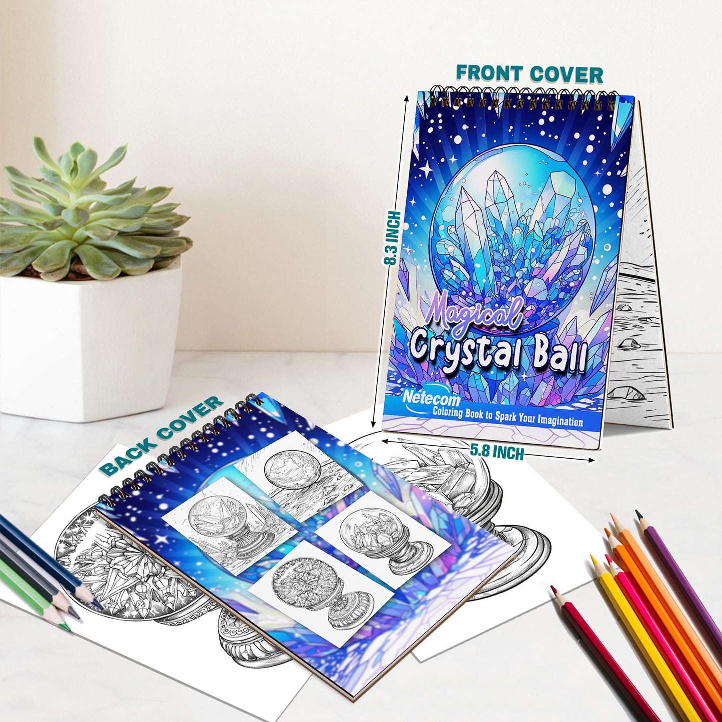 Netecom Magical Crystal Ball Spiral Bound Coloring Book For Adults