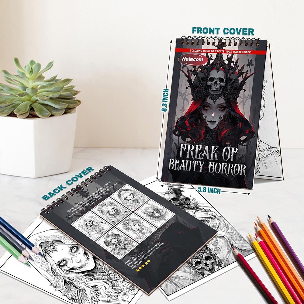 Netecom Freak of Beauty Horror Spiral Bound Coloring Book For Adults