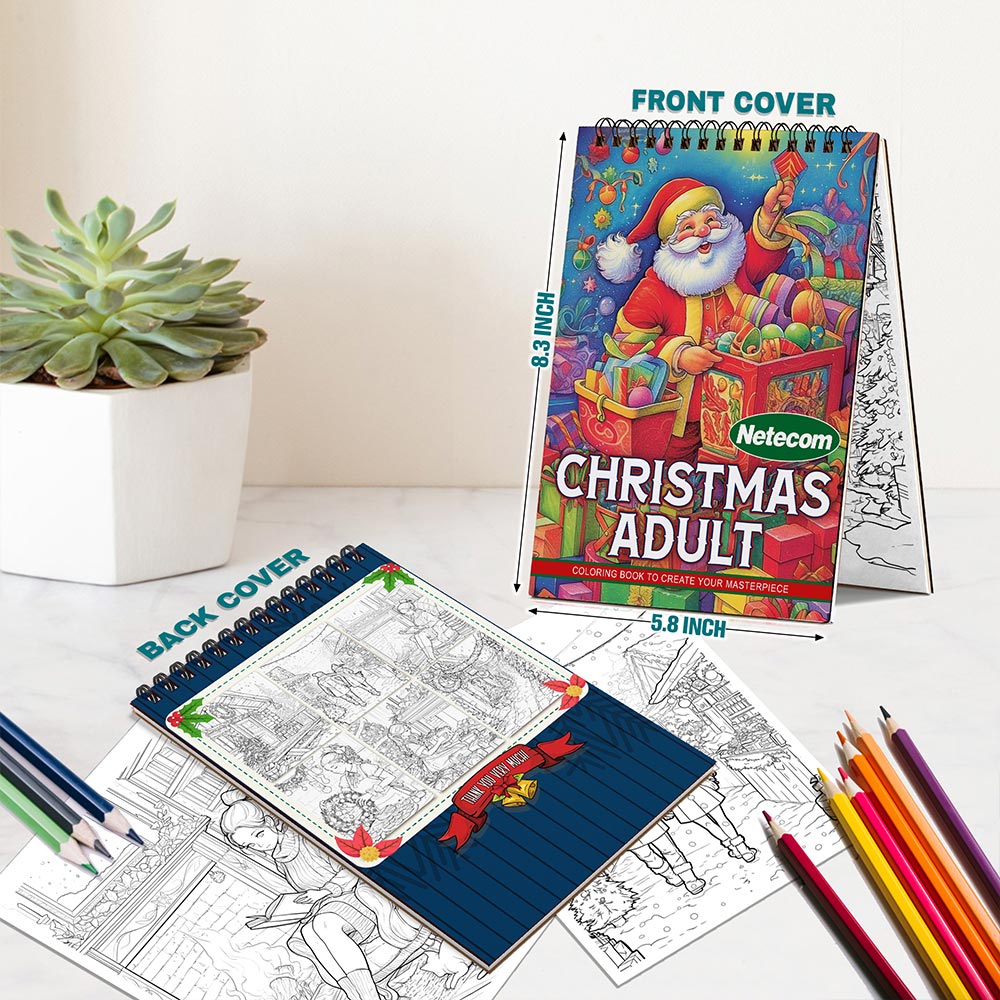 Netecom Christmas Adult Spiral Bound Coloring Book For Adults