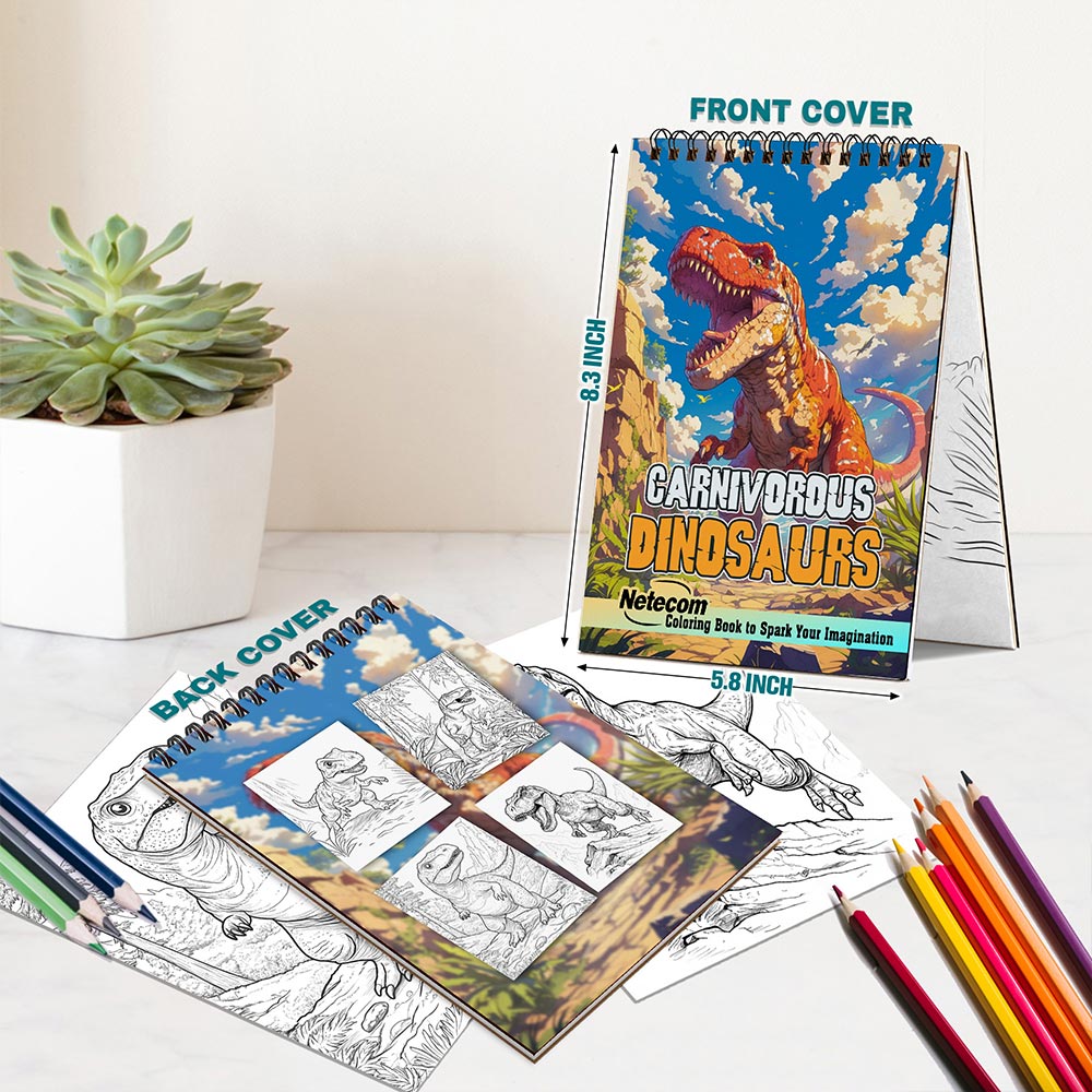 Netecom Carnivorous Dinosaurs Spiral Bound Coloring Book For Adults