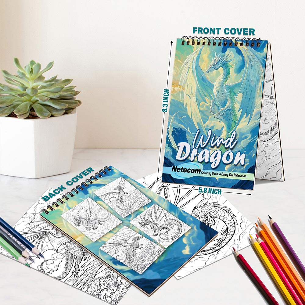 Netecom Wind Dragon Spiral Bound Coloring Book For Adults