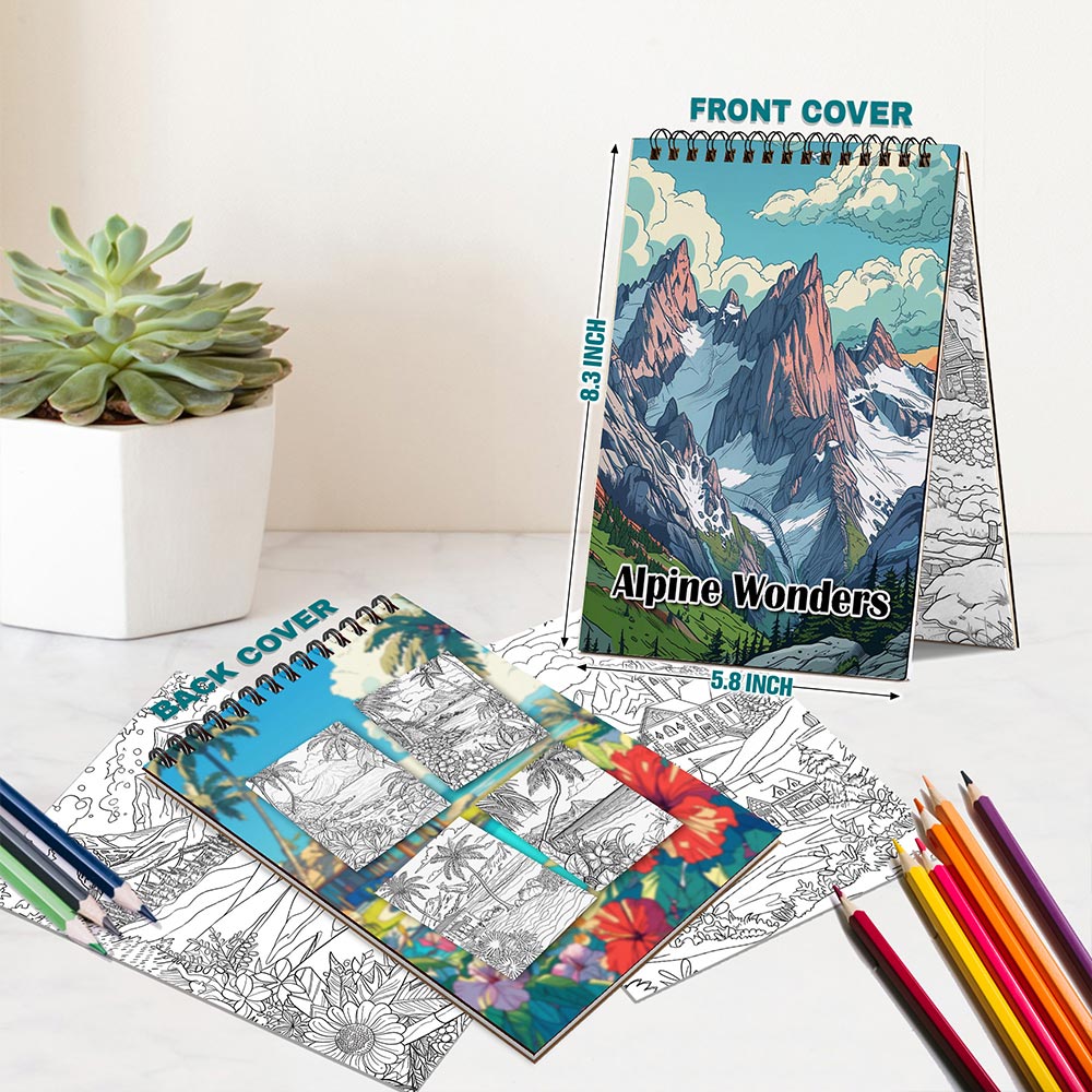 Netecom Alpine Wonders Spiral Bound Coloring Book For Adults
