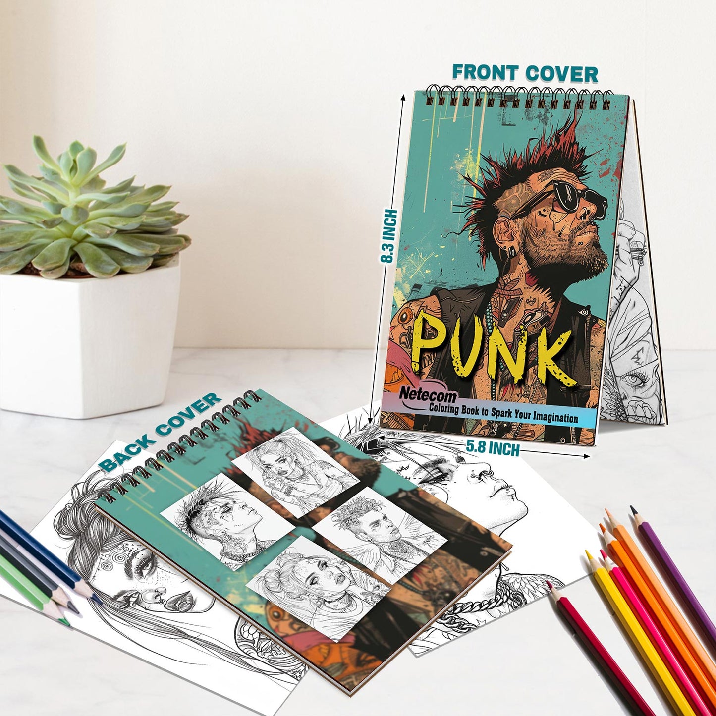 Netecom Punk Spiral Bound Coloring Book For Adults