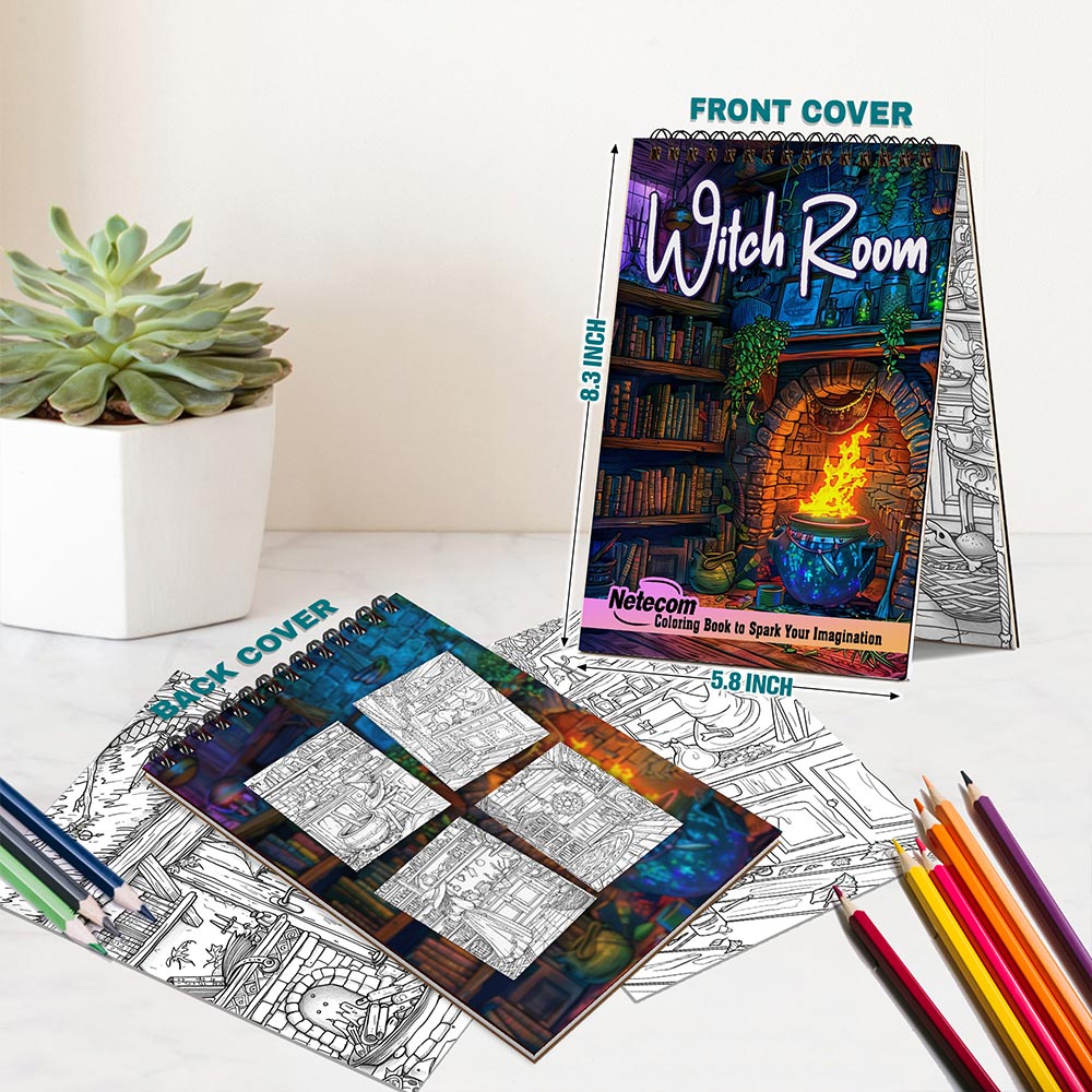 Netecom Witch Room Spiral Bound Coloring Book For Adults