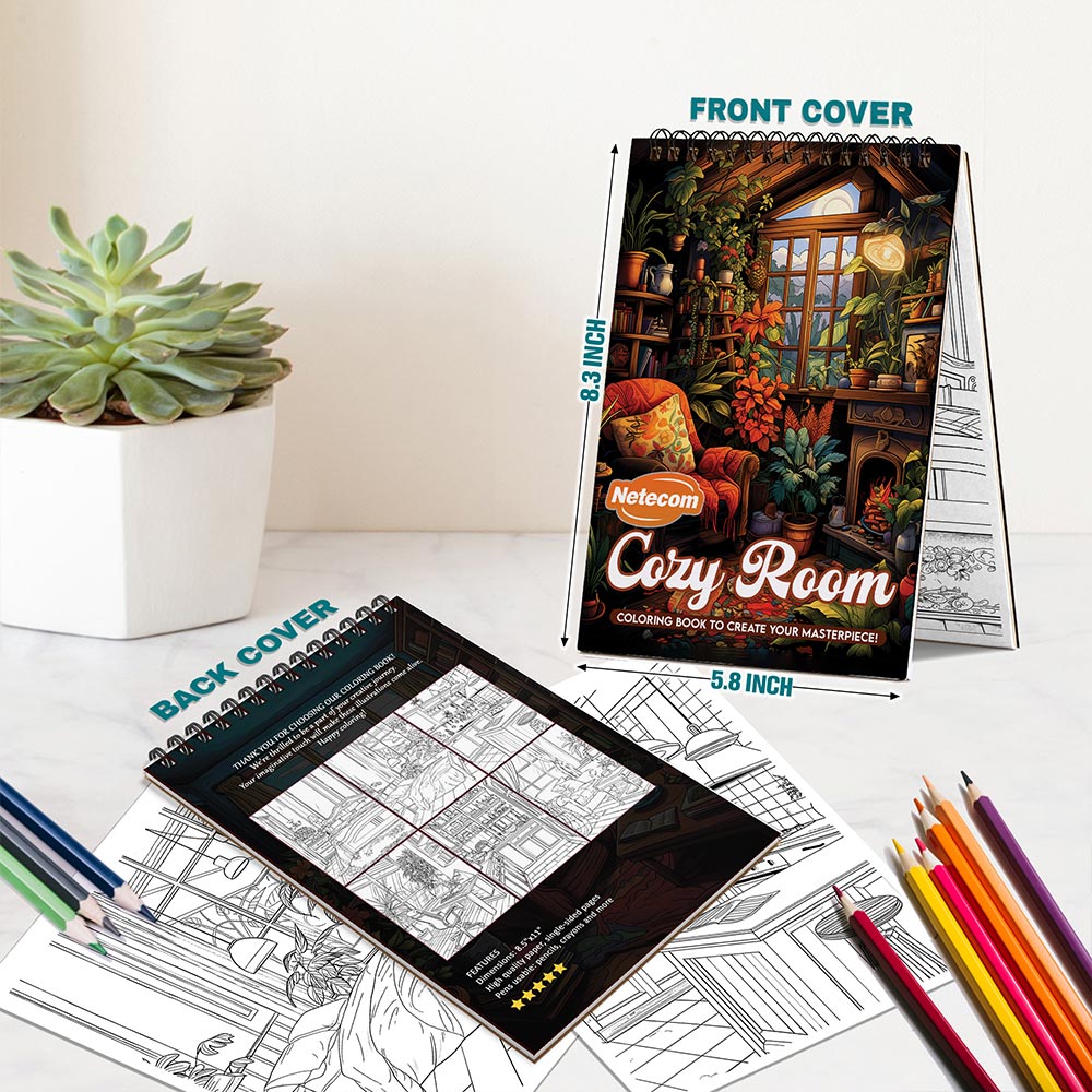 Netecom cozy-room Spiral Bound Coloring Book For Adults