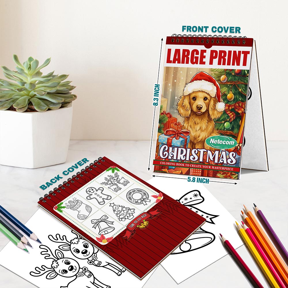 Netecom Country Christmas Spiral Bound Coloring Book For Adults
