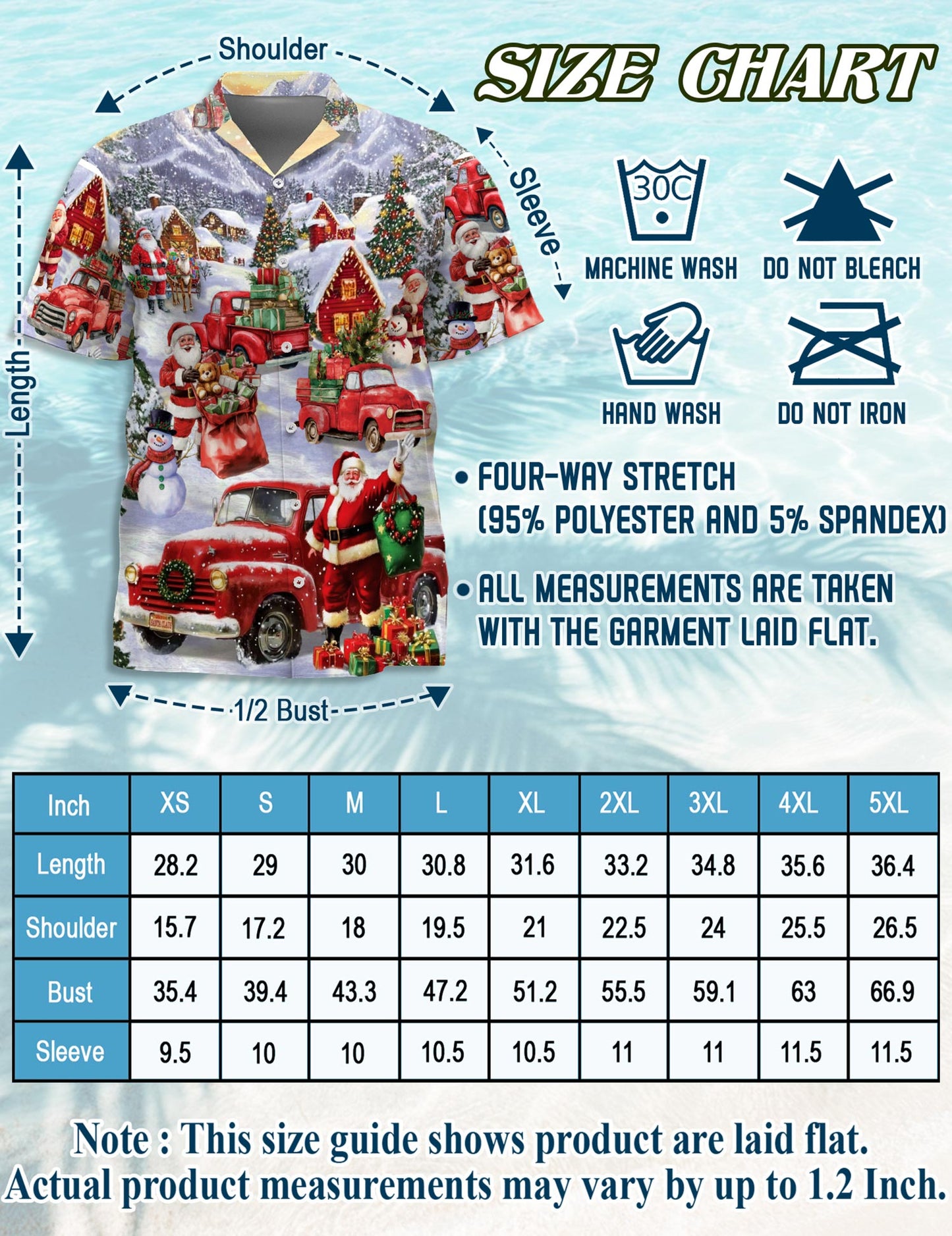 Netecom Christmas Red Truck Hawaiian Shirt for Men Women, Santa Claus Snow Button Down Beach Short Sleeve Shirts, S-5XL