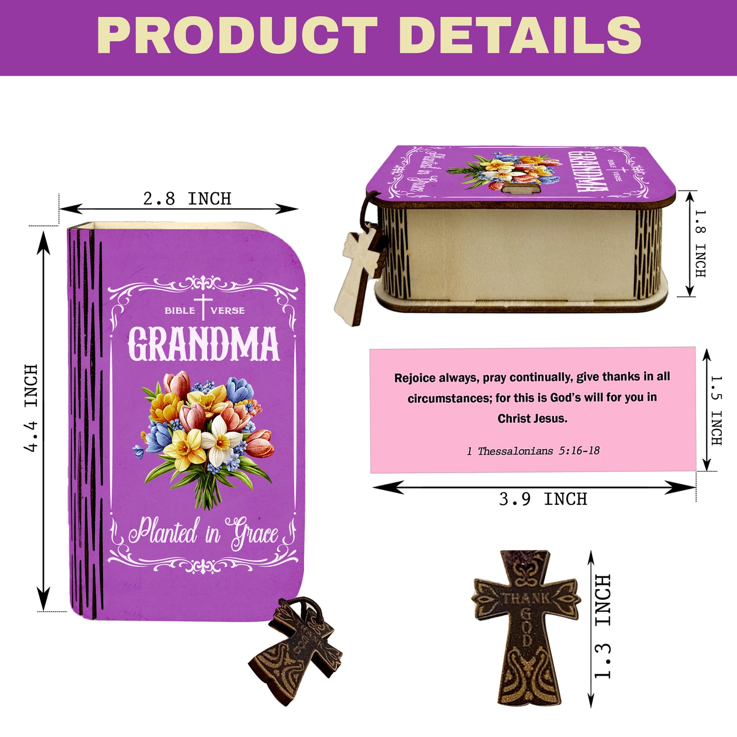Bible Verse Box for Grandma– 150 Prayer Cards, Read Me Whenever Bible Verses With Wooden Box for Emotion & Feeling, Mother's Day, Inspirational Scriptures, Christian Bible Gifts for Women