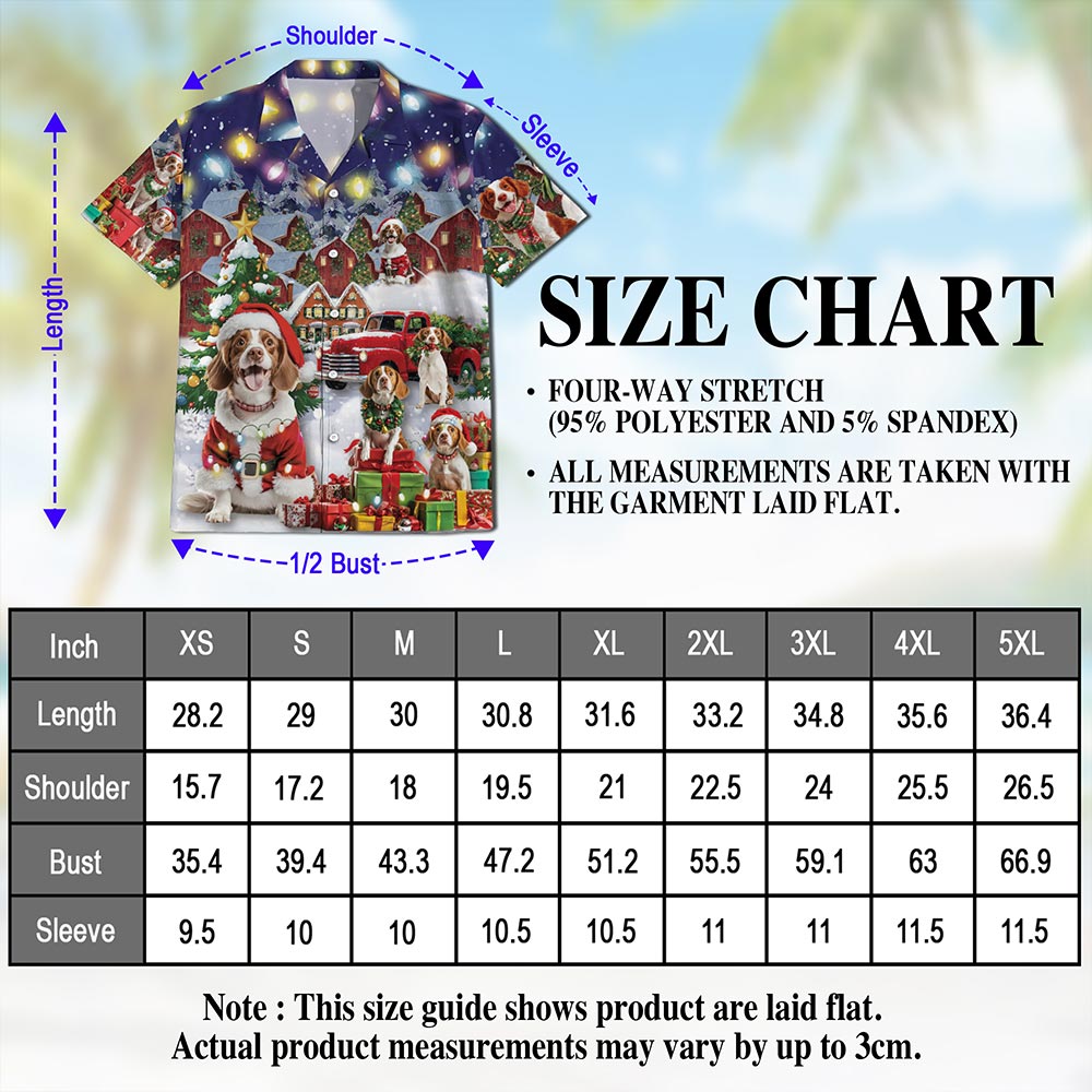 Netecom Brittany Spaniel Christmas Hawaiian Shirt for Men, Festive Dog Holiday Print Button Down Summer Beach Shirt, S-5XL