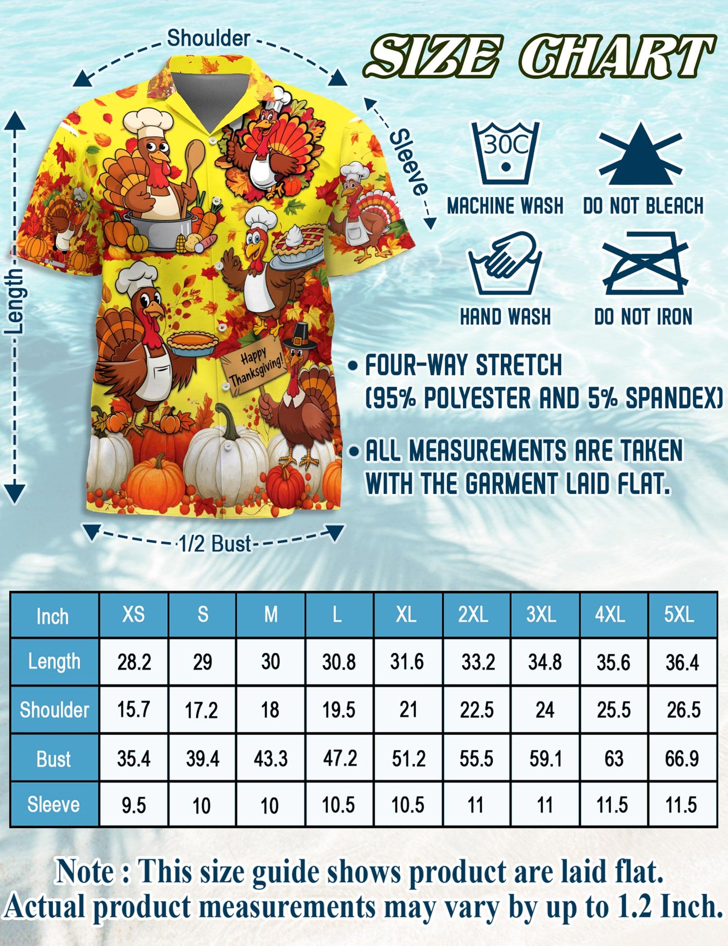 Netecom Happy Thanksgiving Hawaiian for Men Women, Fall Leaves Pumkpin Button Down Summer Beach Shirts, S-5XL