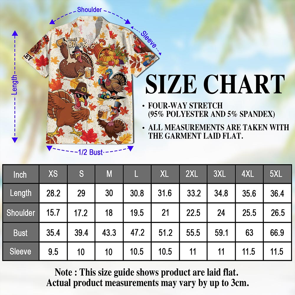 Netecom Happy Turkey Day Thanksgiving Hawaiian Shirt for Men Women, Turkey Drink Beer Button Down Shirts, S-5XL