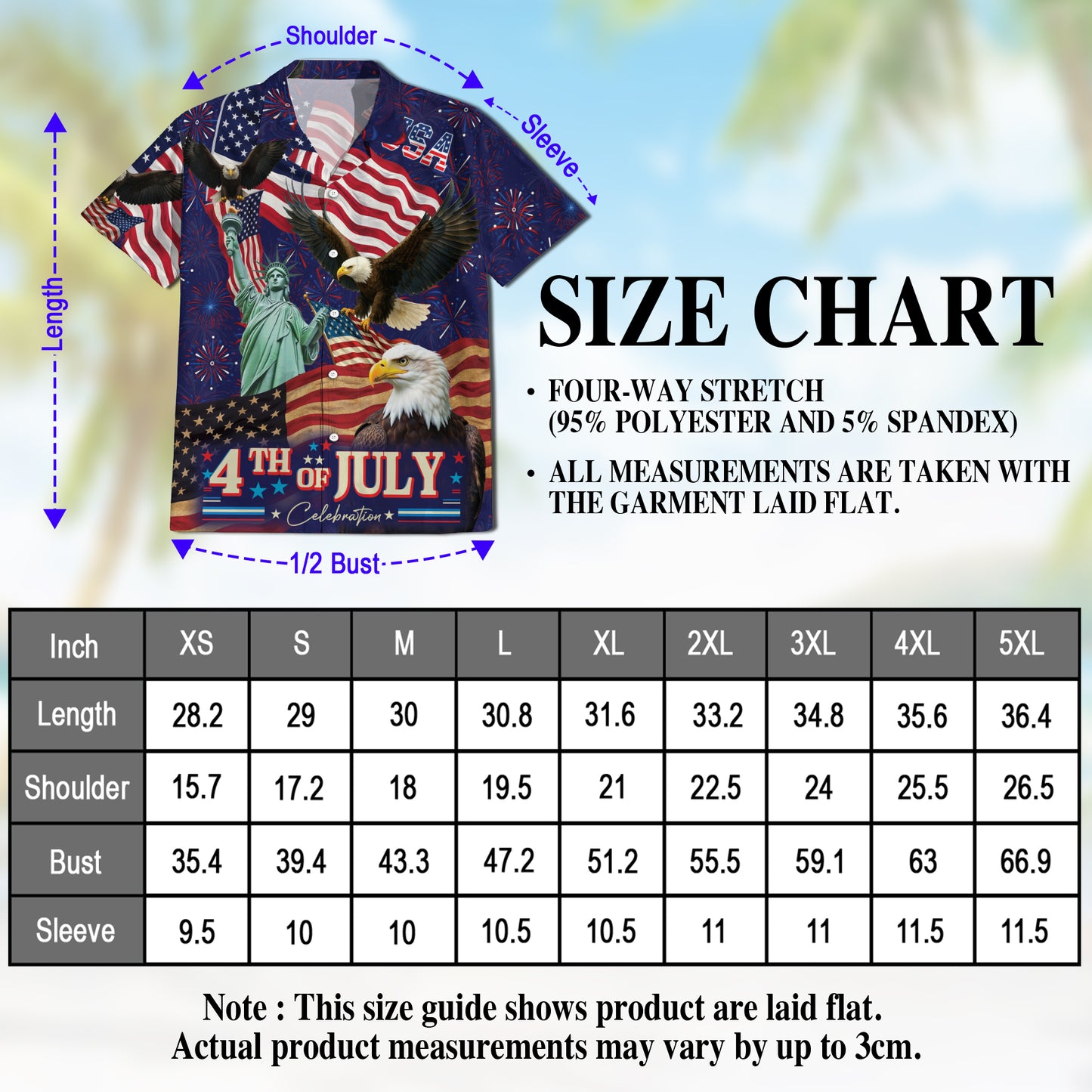 Netecom 4th of July Independence Day Hawaiian Shirt, Patriotic Eagle Button Down Summer Beach Shirts