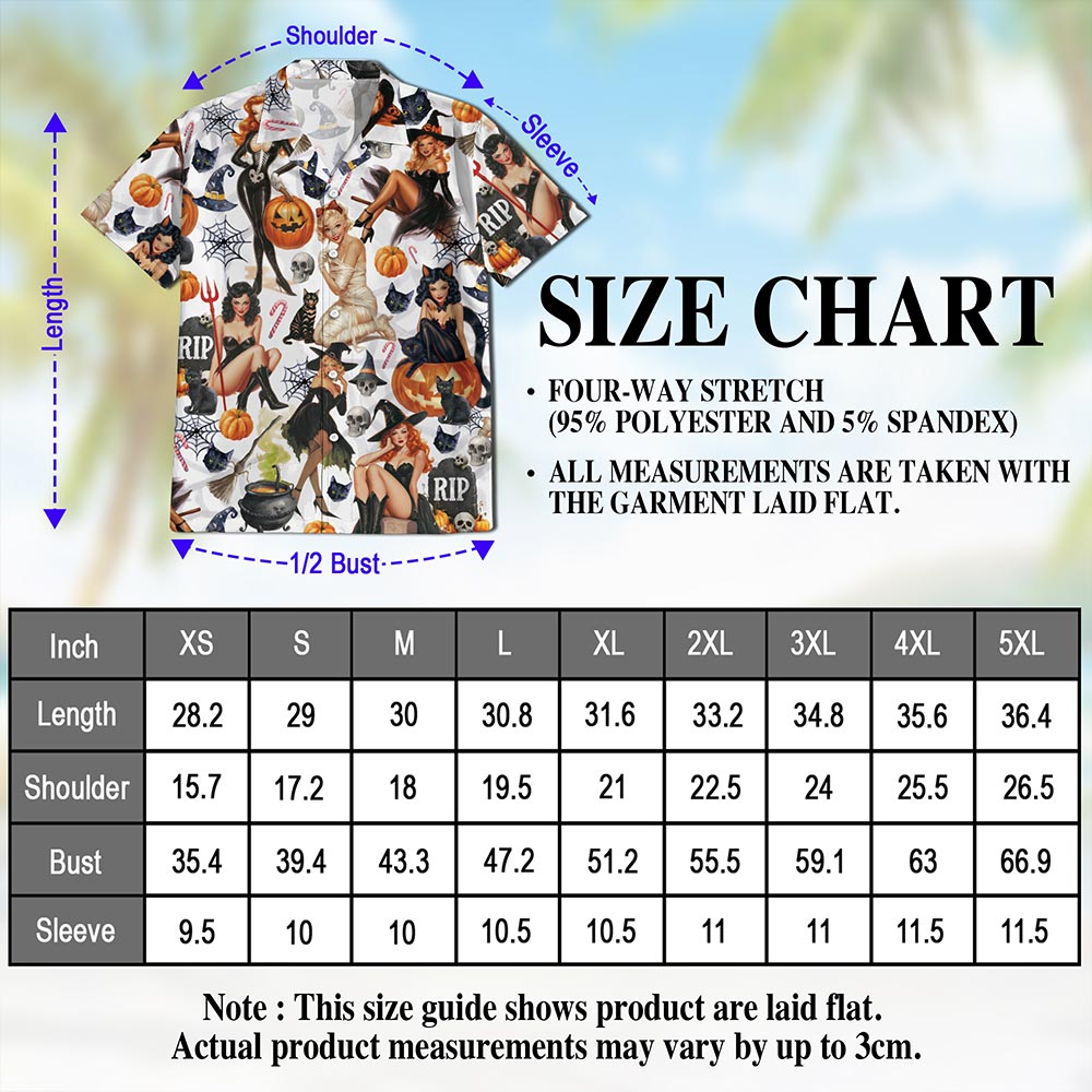 Netecom Pinup Girls Hawaiian Shirt, Pumpkin Skull Halloween Button Down Summer Beach Short Sleeve Shirts, S-5XL