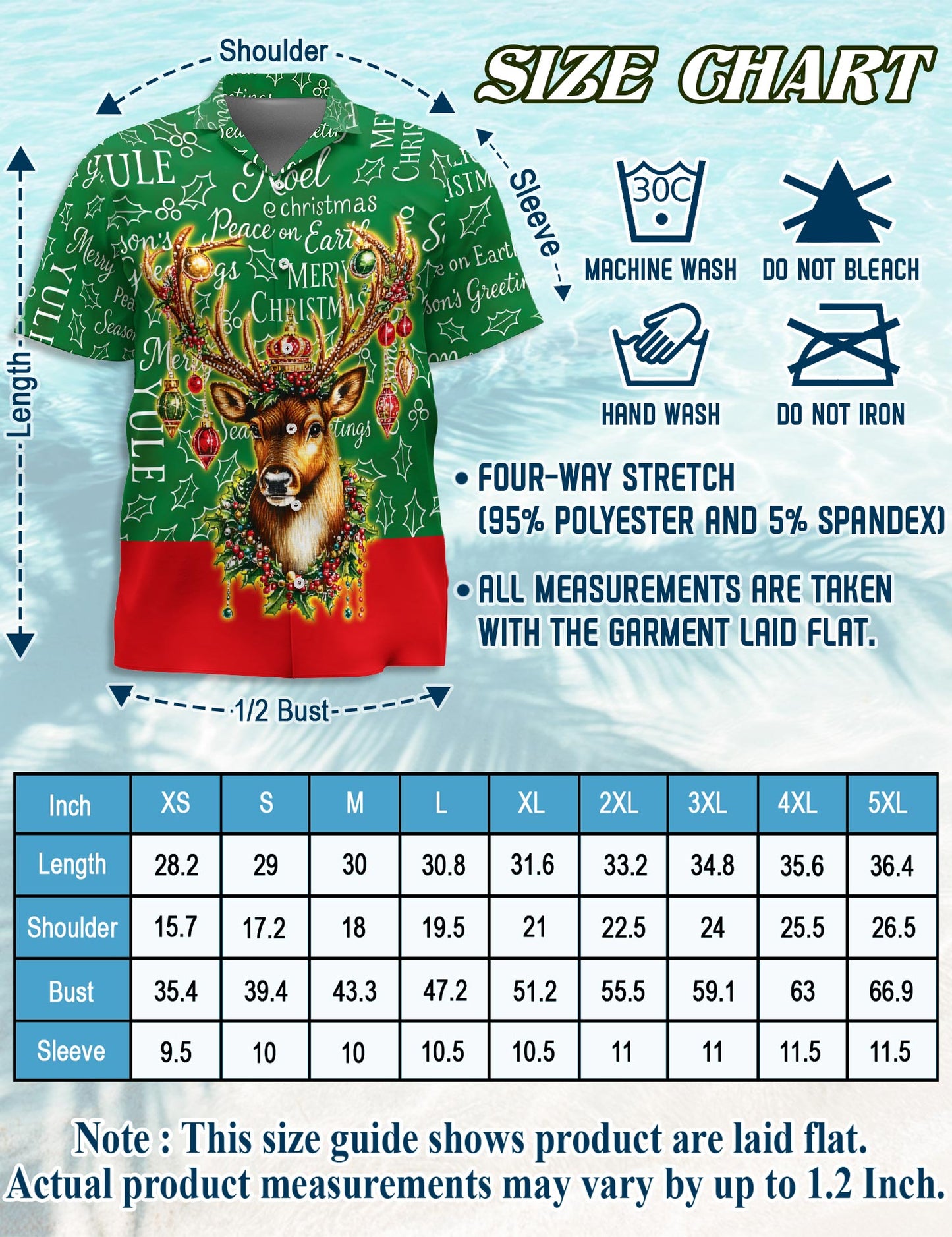 Netecom Reindeer Christmas Hawaiian Shirt for Men Women, Funny Holiday Button Down Summer Beach Short Sleeve Shirts, S-5XL
