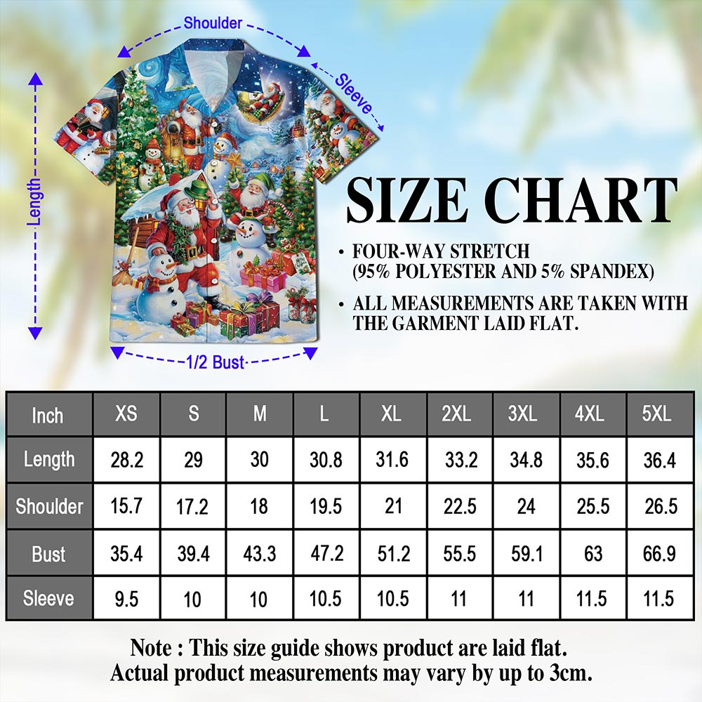 Netecom Santa Claus and Snowman Hawaiian Shirt, Festive Christmas Holiday Party Button Down Summer Beach Shirt, S-5XL