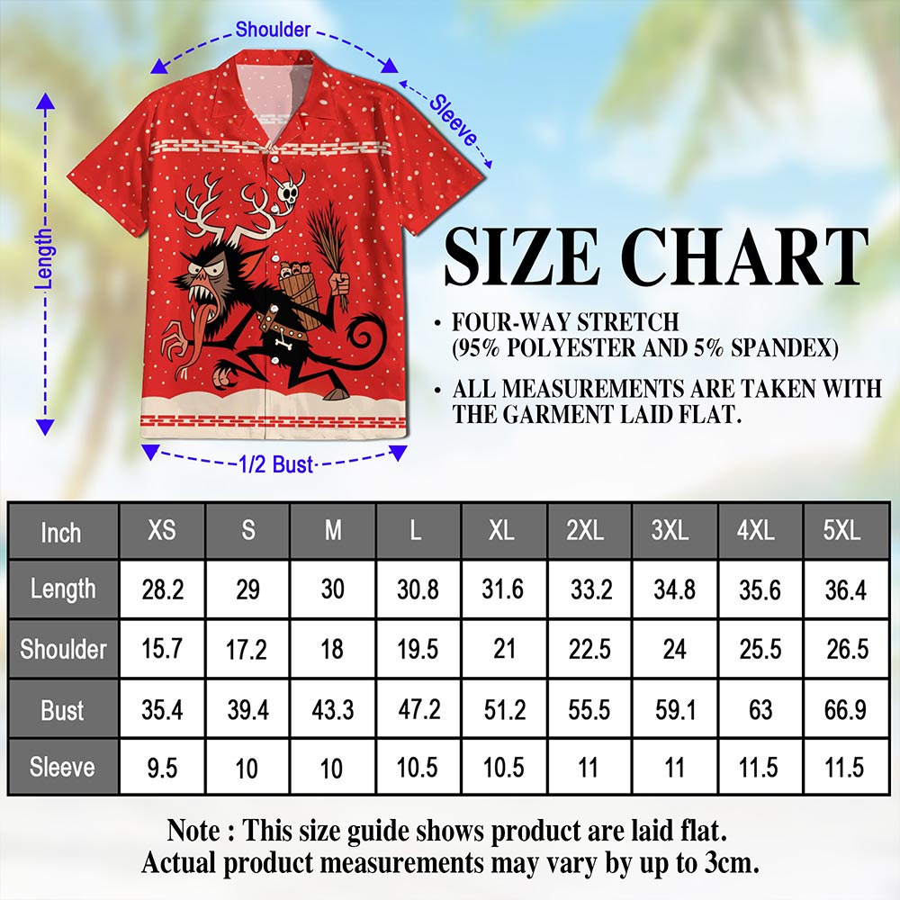 Netecom Krampus Christmas Hawaiian Shirt for Men Women, Demon Santa Print Button Down Summer Beach Short Sleeve Shirts, S-5XL