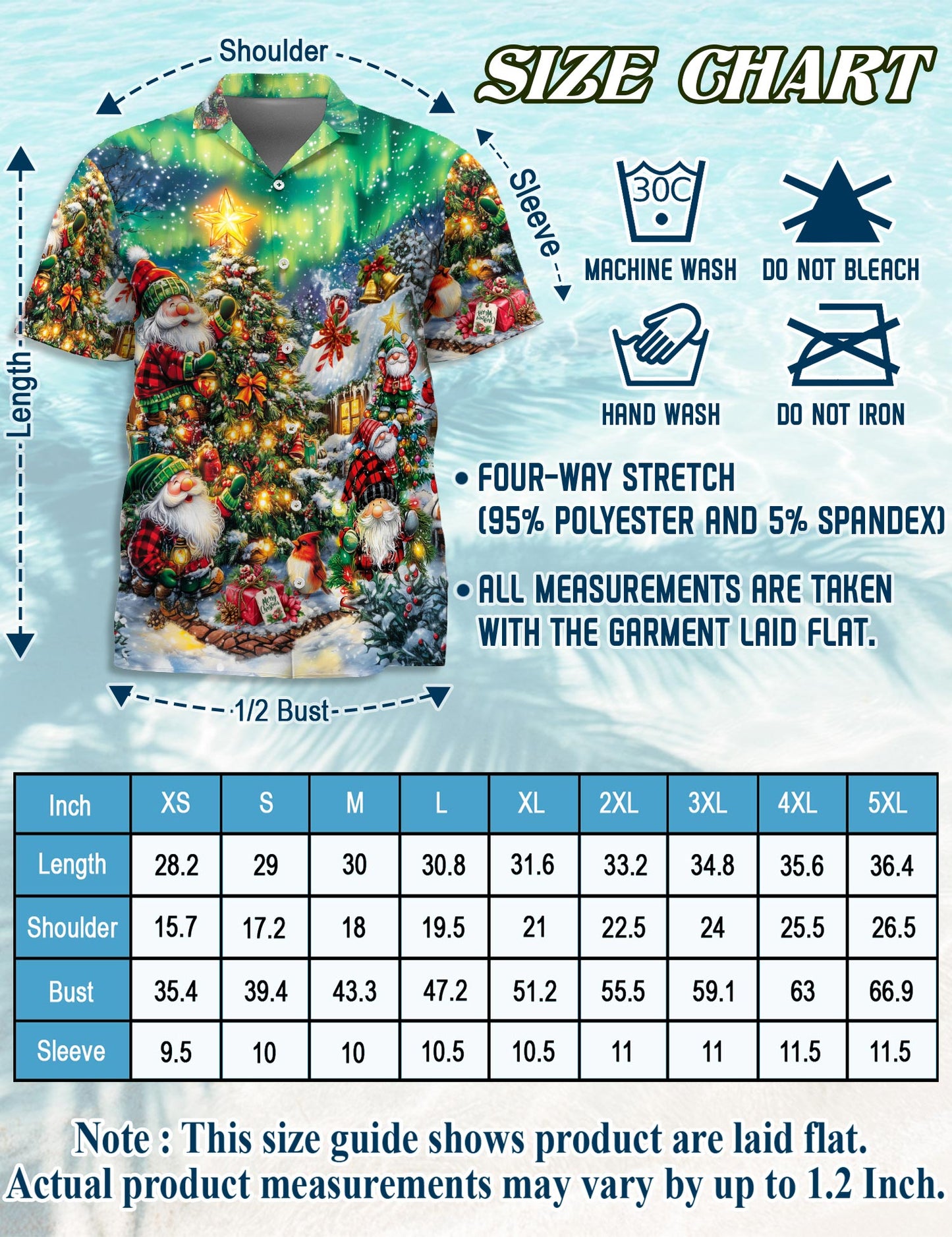 Netecom Christmas Gnome Hawaiian Shirt for Men Women, Funny Santa Xmas Button Down Summer Beach Short Sleeve Shirts, S-5XL