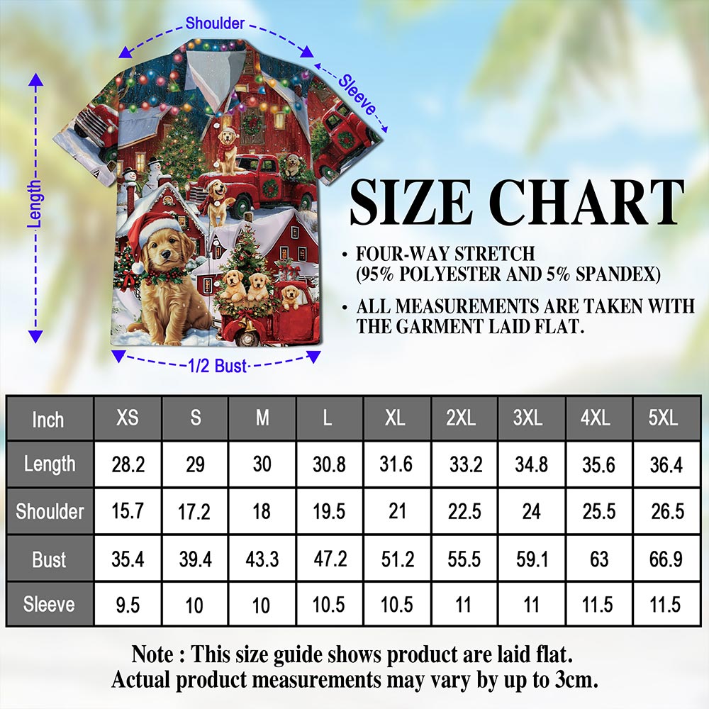 Netecom Golden Retriever Christmas Hawaiian Shirt for Men, Dog Lover Gift, Funny Animal Button Down Summer Beach Shirts, S-5XL