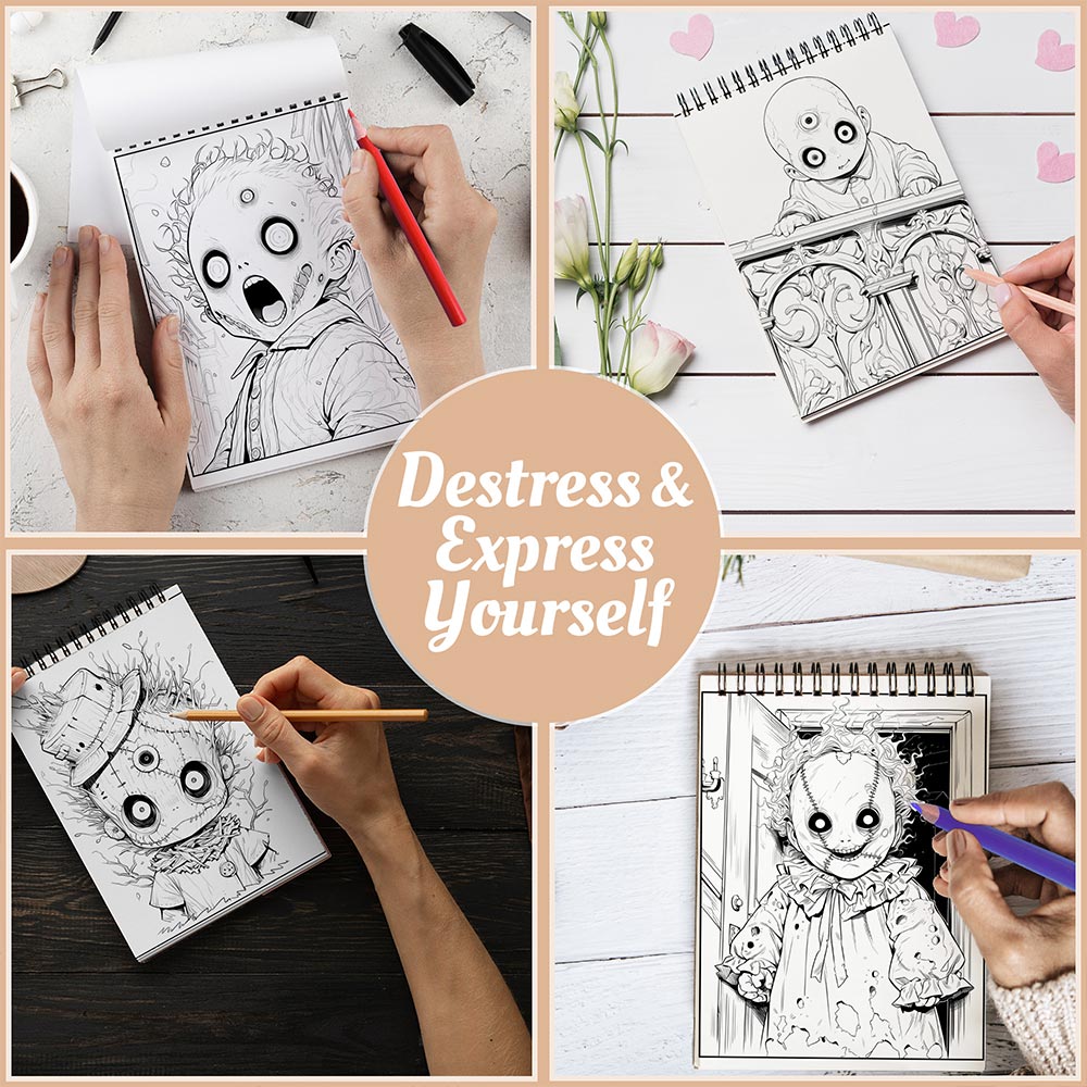 Netecom Spooky Baby Horror Coloring Book Spiral Bound For Adults