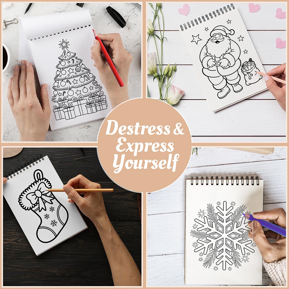 Netecom Large Print Christmas Coloring Book Spiral Bound For Adults