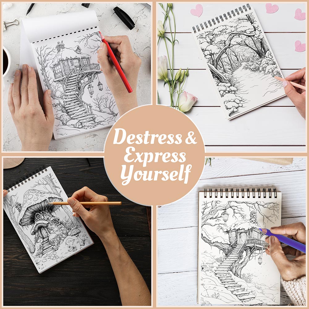 Netecom Winter Enchanted Coloring Book Spiral Bound For Adults