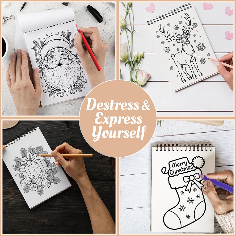 Netecom Large Print Christmas Coloring Book Spiral Bound For Adults