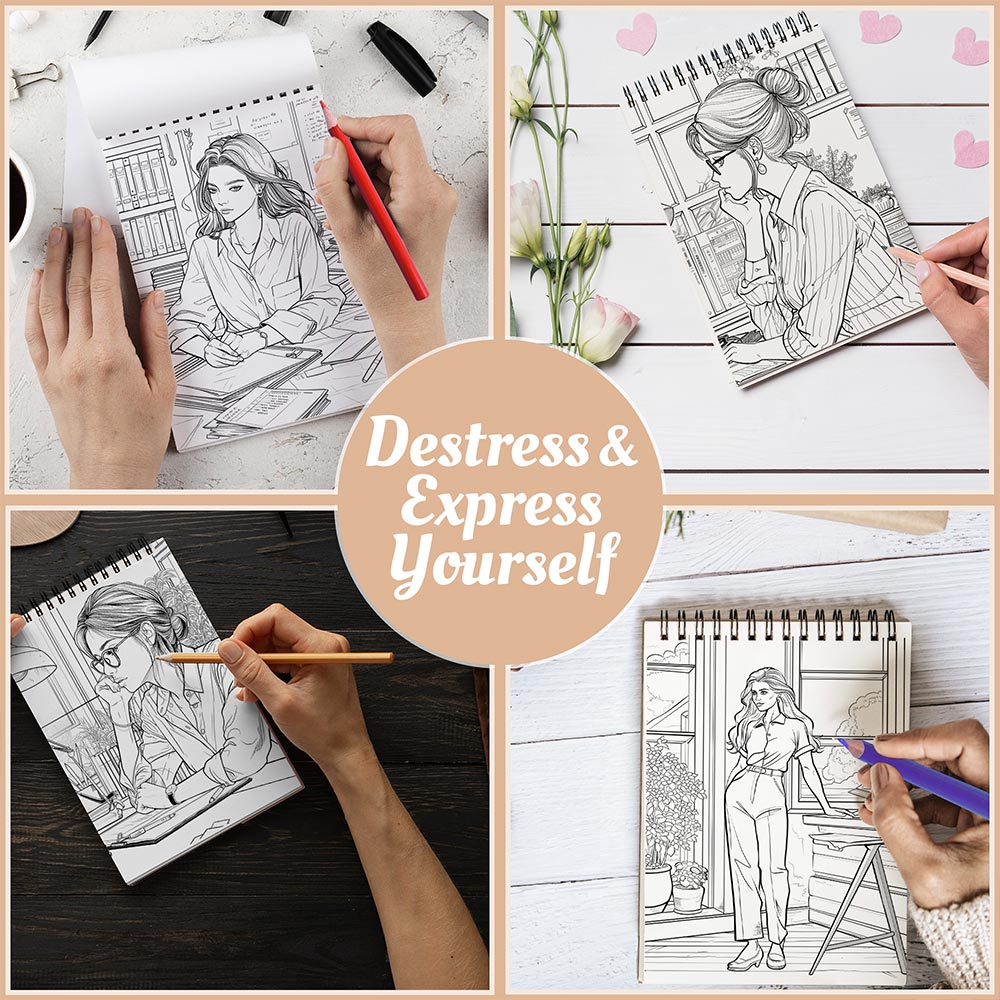 Netecom Beauty Secretary Coloring Book Spiral Bound For Adults