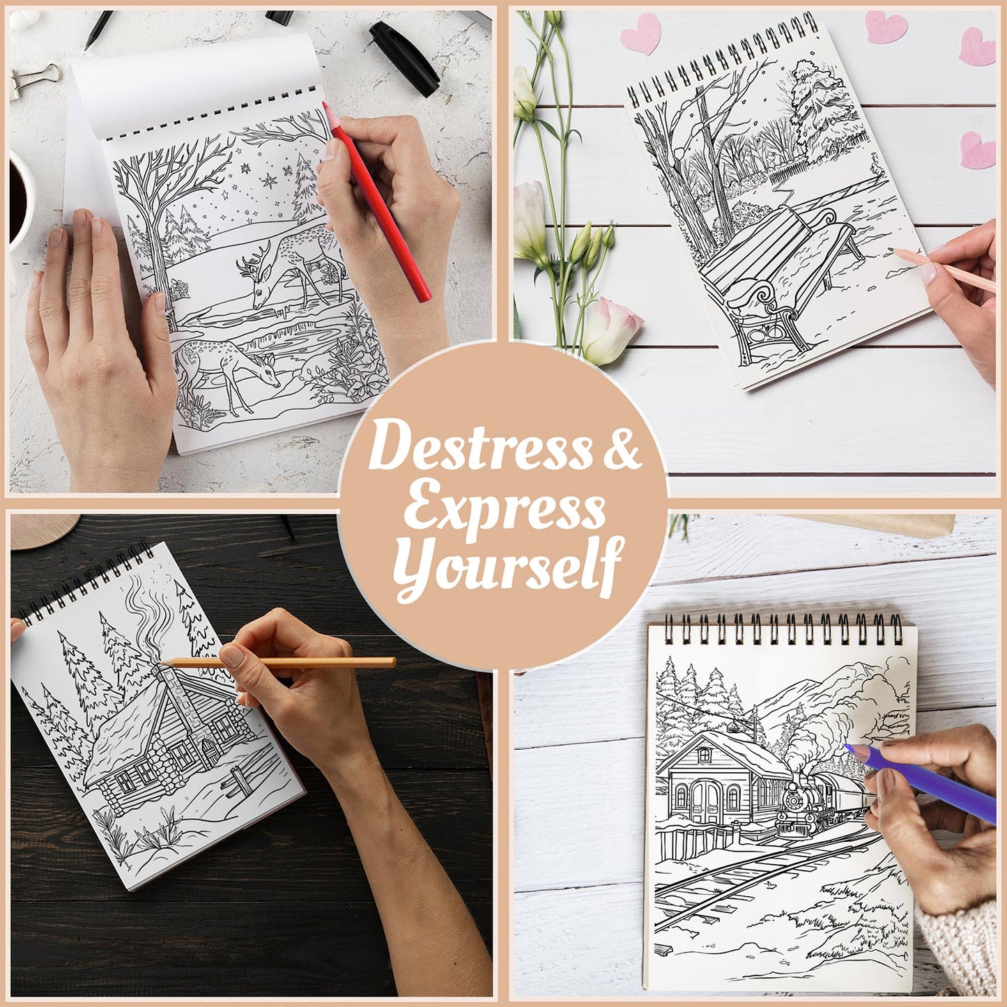 Netecom Winter Charm Coloring Book Spiral Bound For Adults