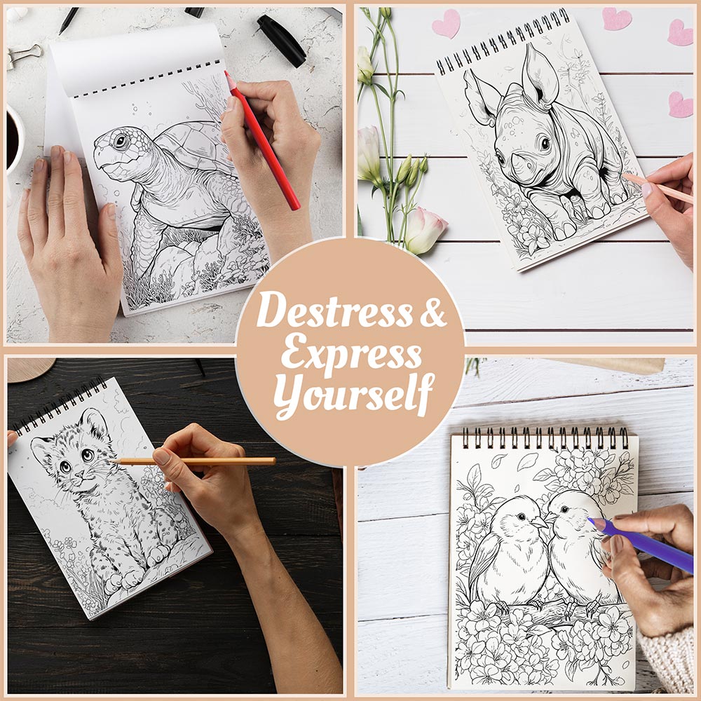 Netecom Wildlife Coloring Book Spiral Bound For Adults